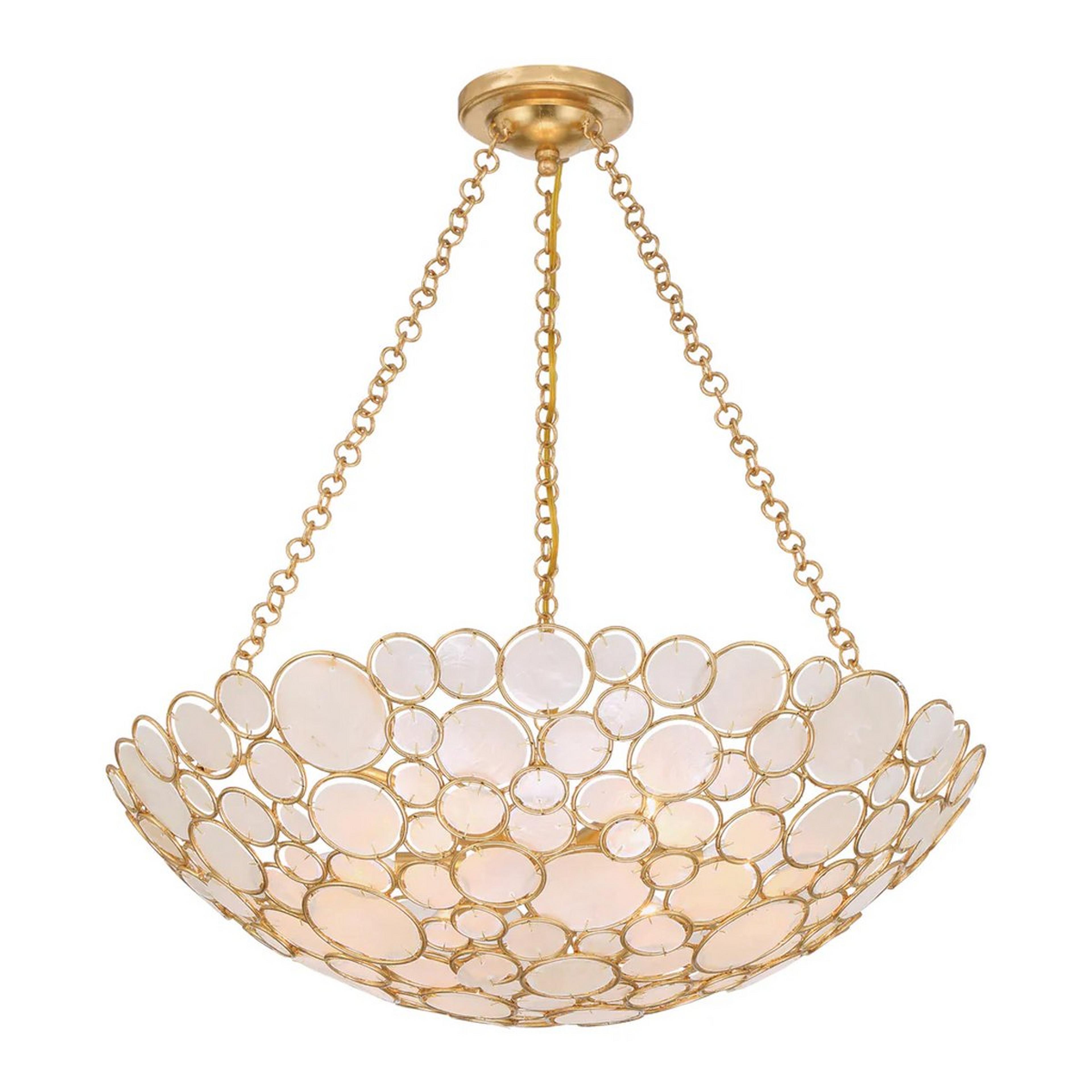 A Charisma Capiz Chandelier with Gold / Natural Capiz Shell color