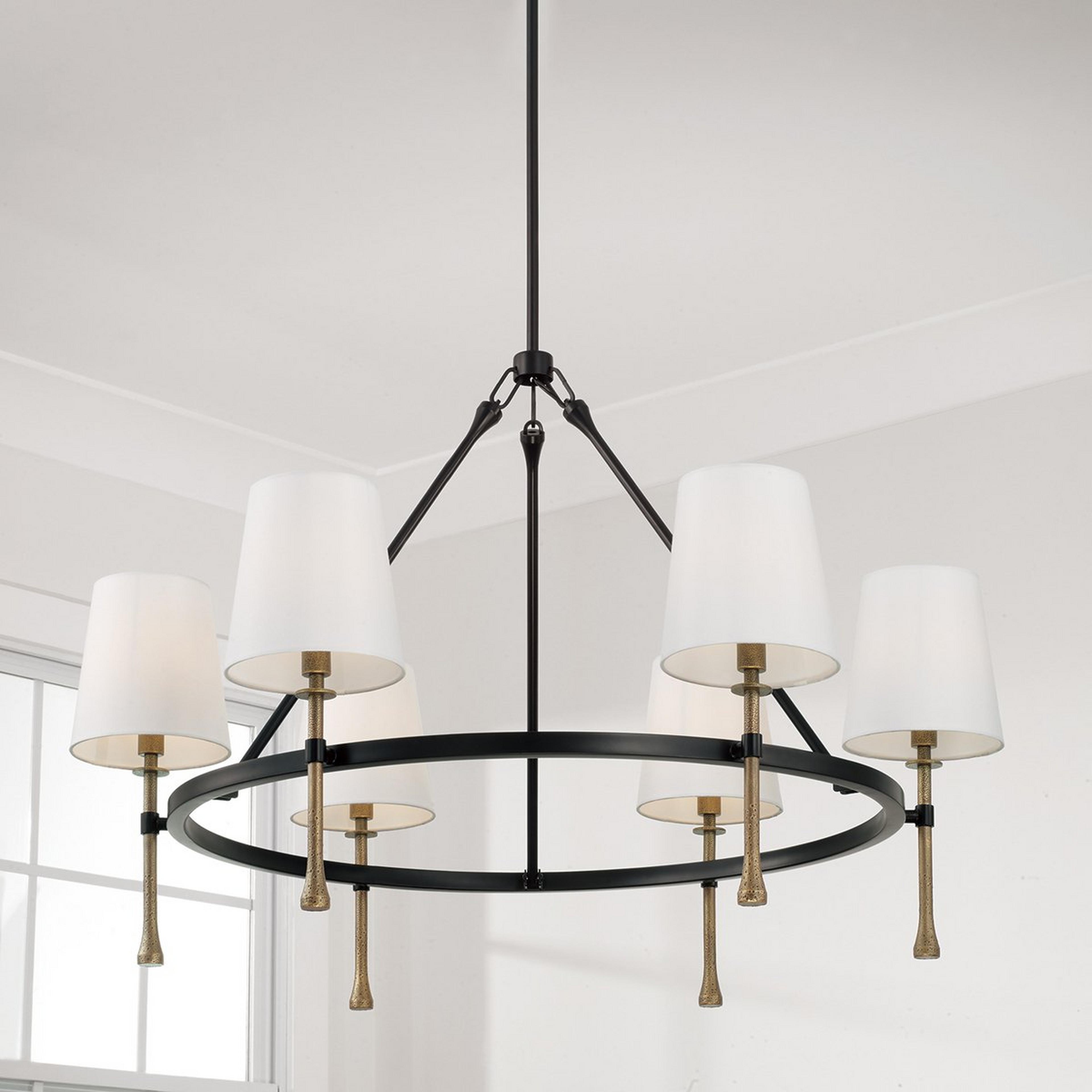 A Iyad Chandelier with Matte Black / Hammered Gold color