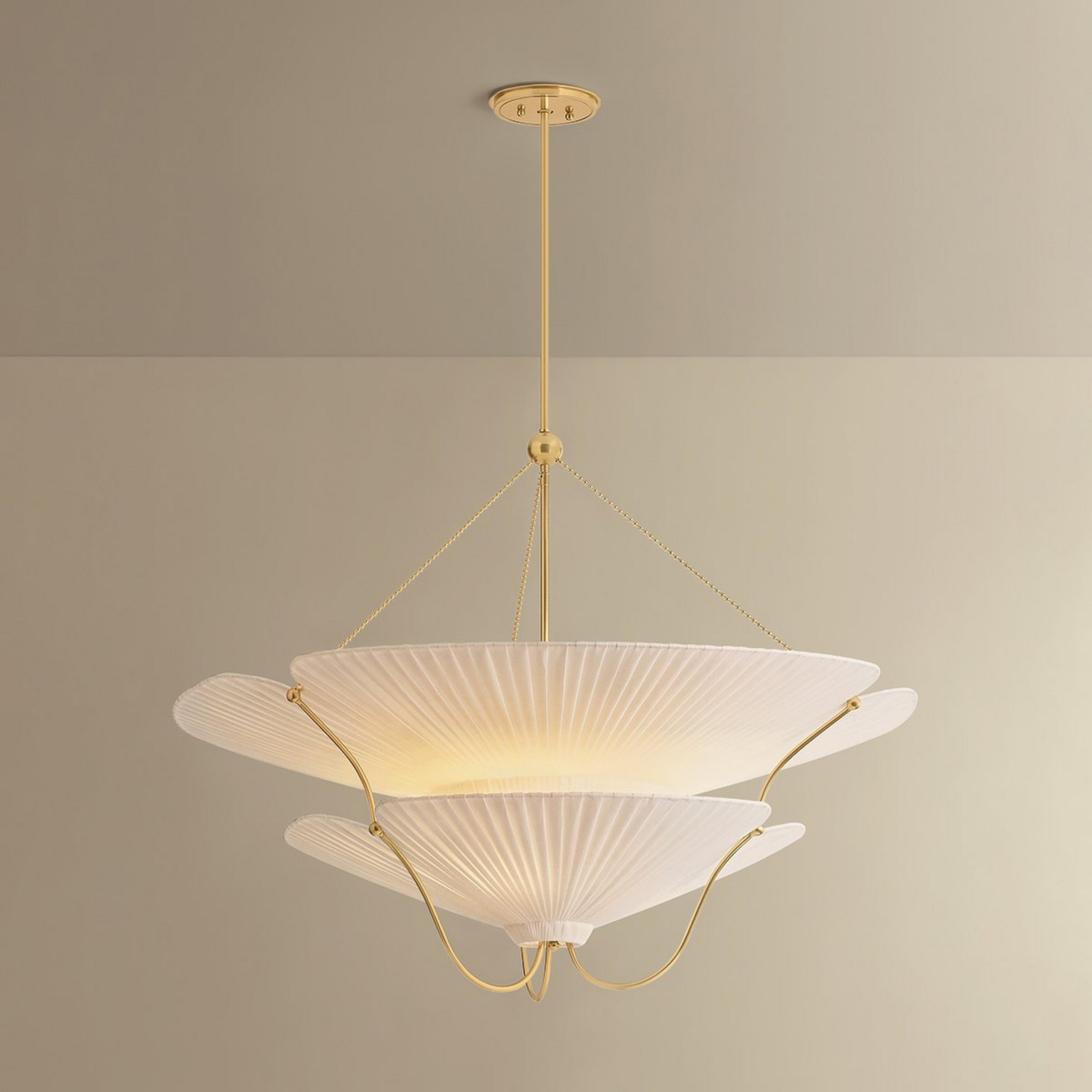 A Savannah Chandelier with Ivory / Aged Brass color