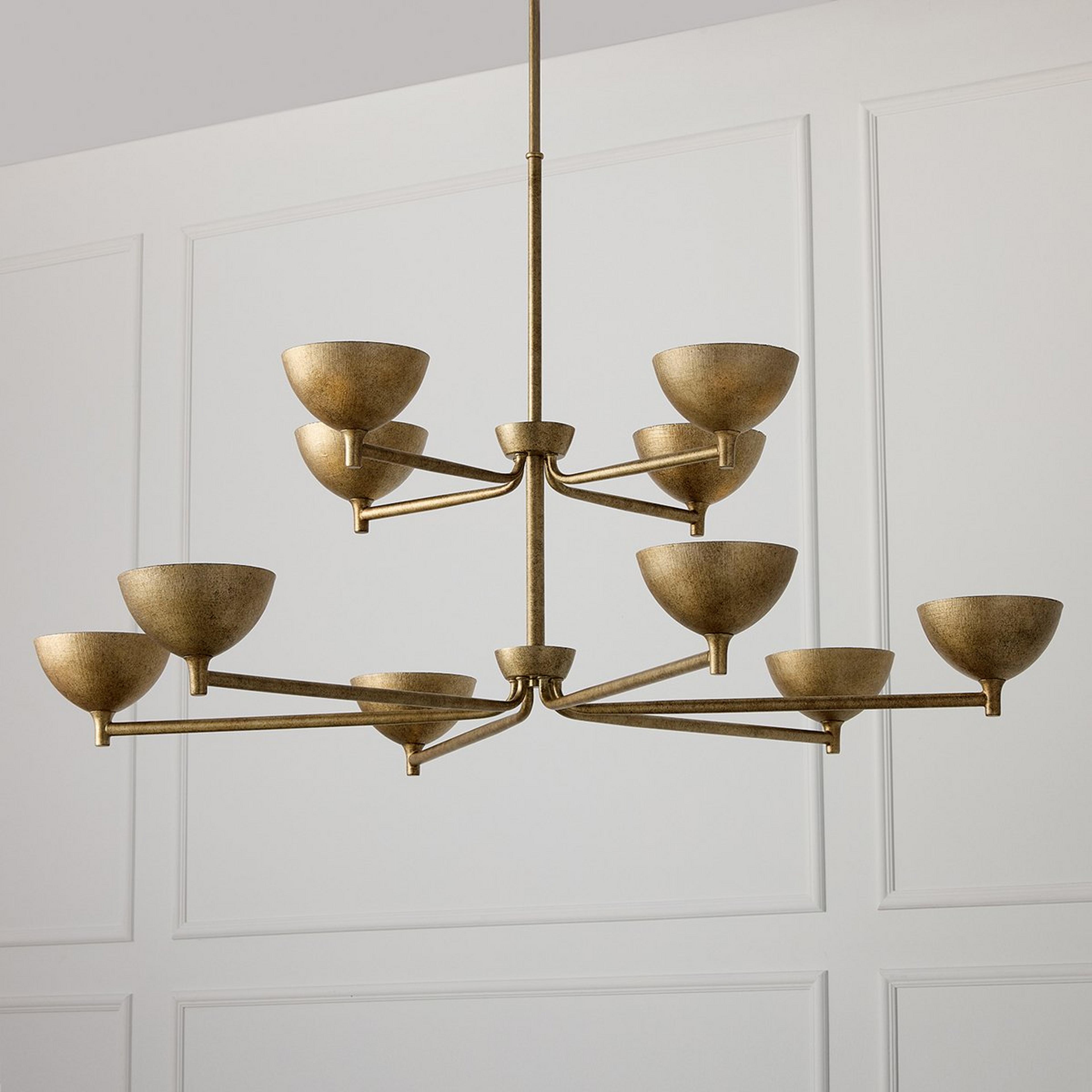 A Dipti LED Two-Tier Chandelier with Antiqued Gold color