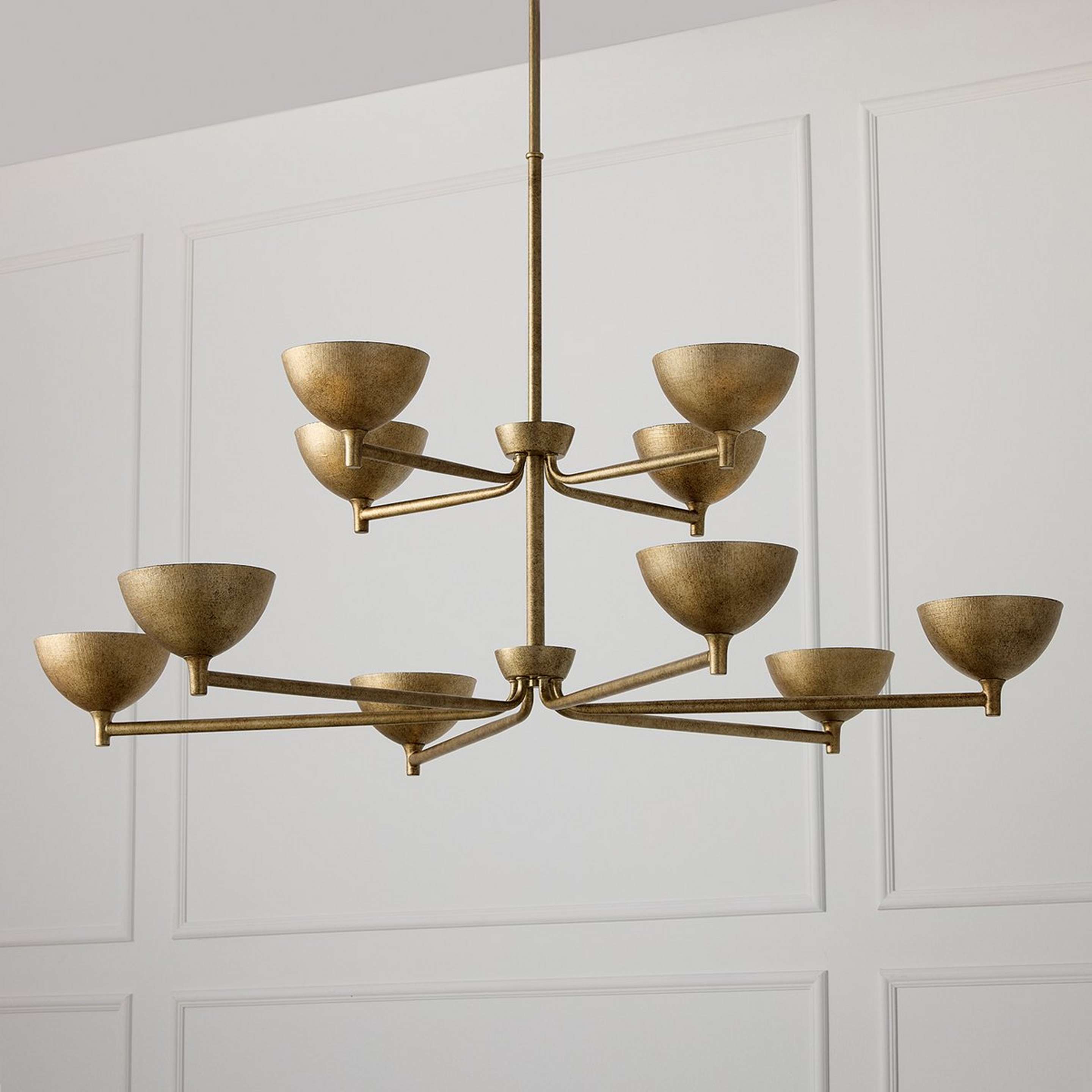 A Dipti LED Two-Tier Chandelier with Antiqued Gold color