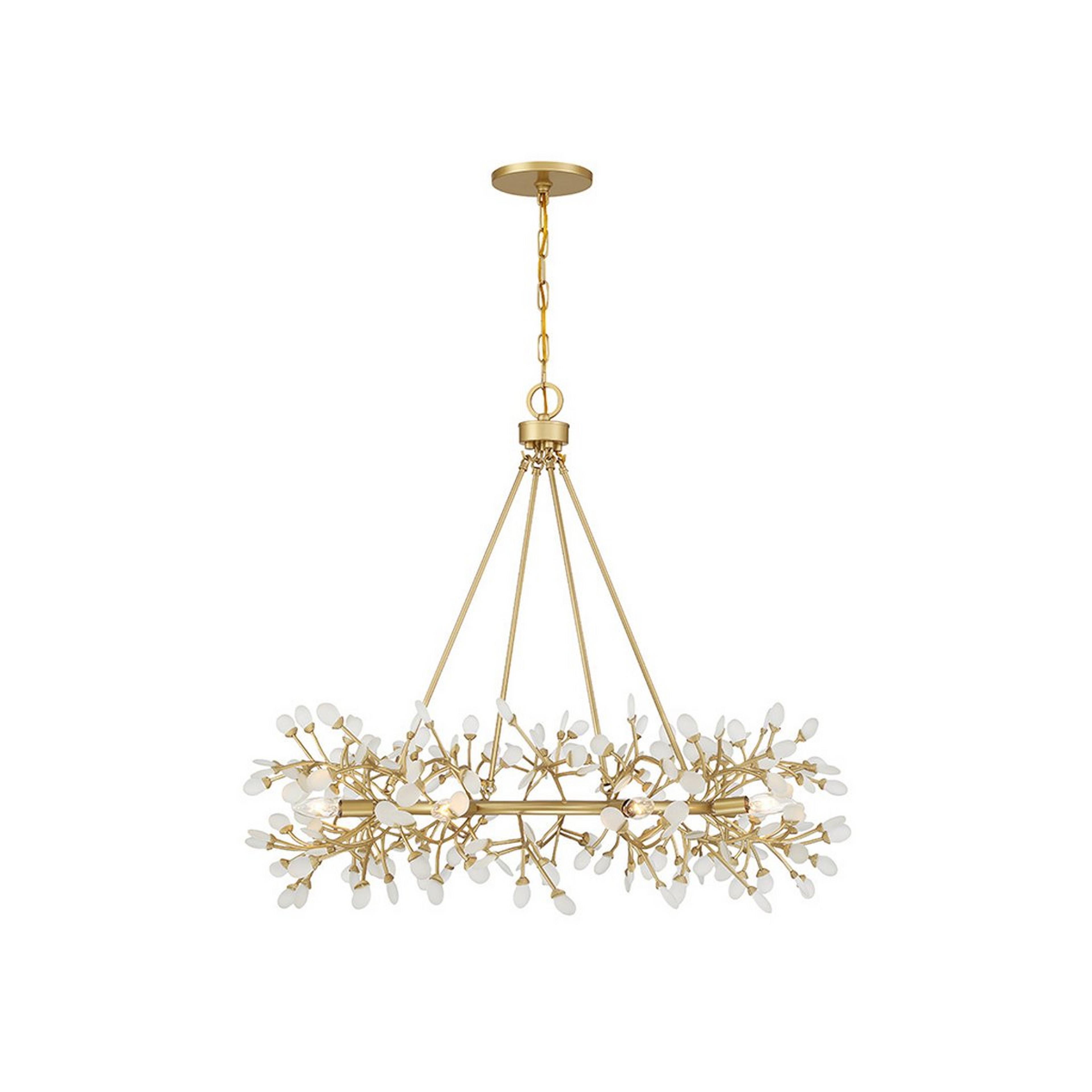 A Shajara Chandelier with Gold / White Sea Glass color