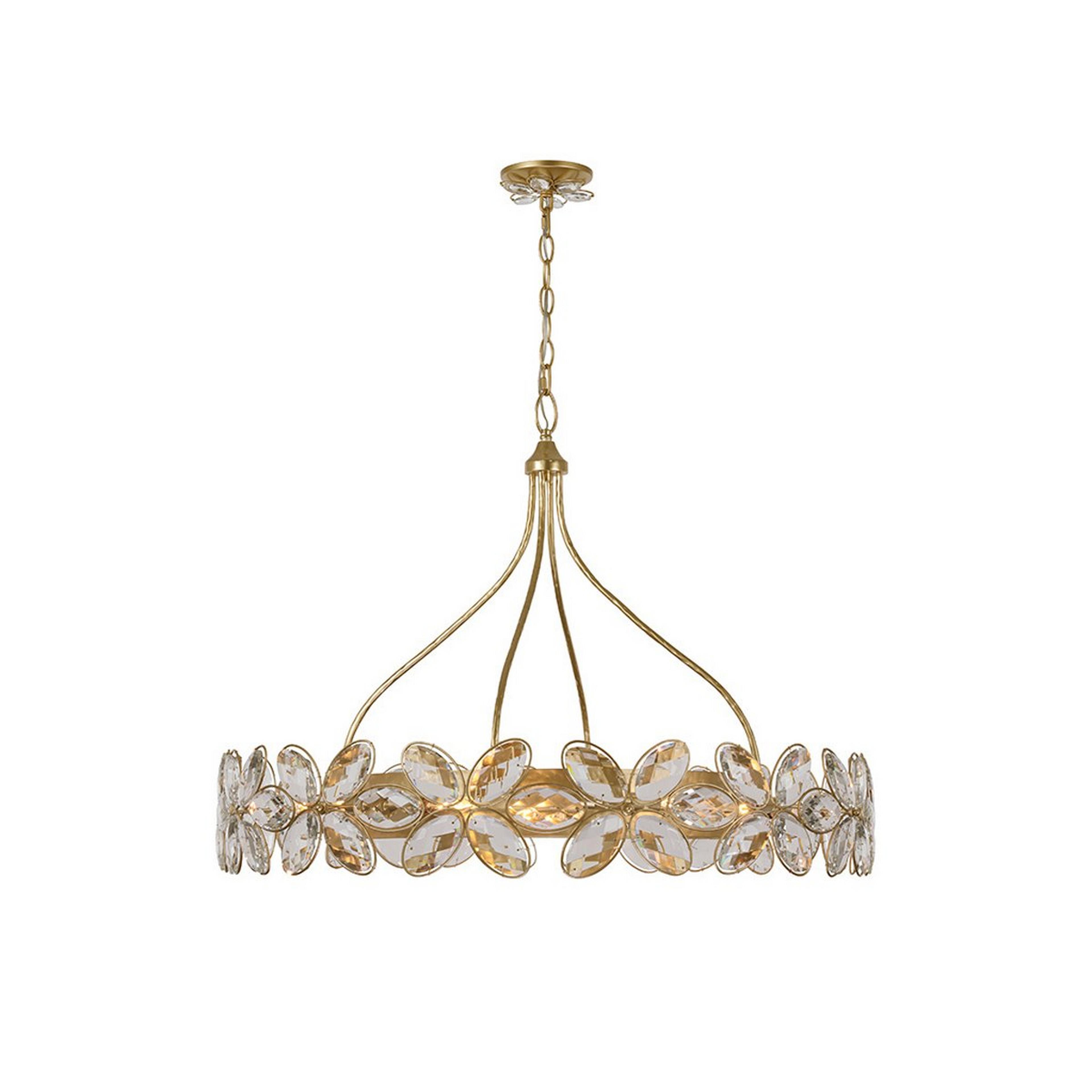A Marseillan Chandelier with Hammered Gold / Crystal color