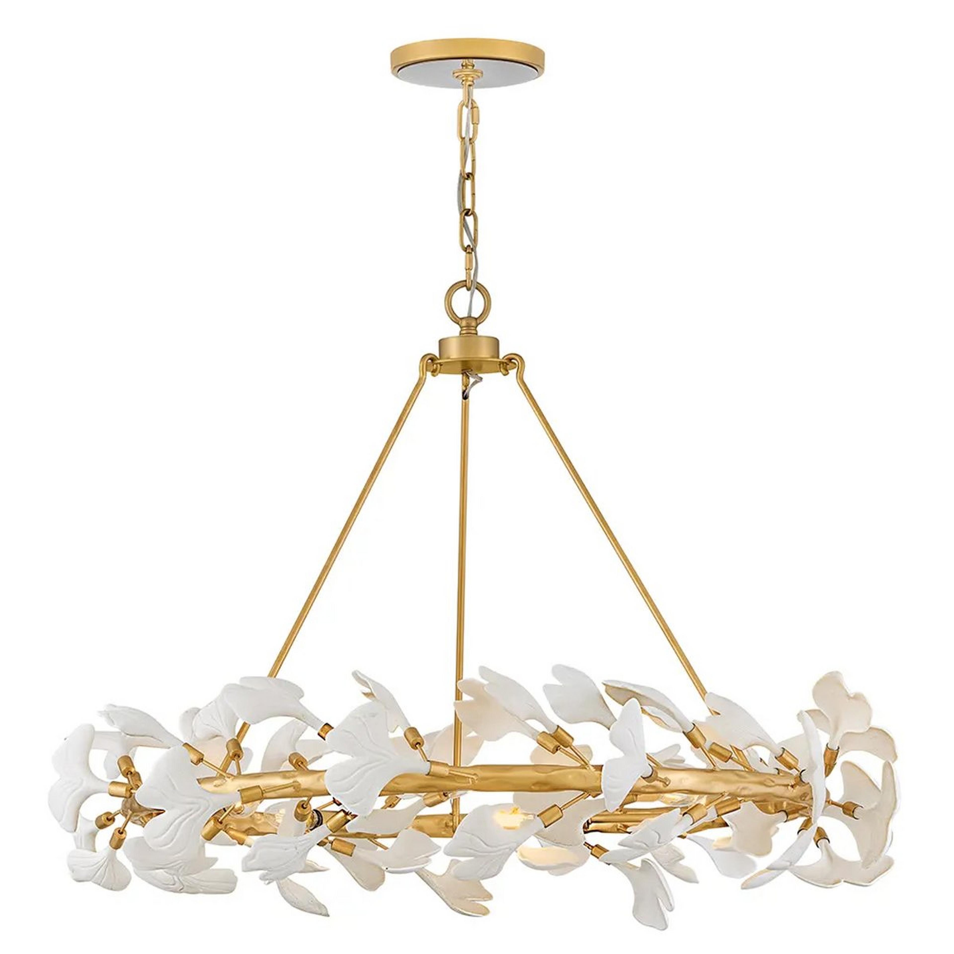A Biloba Chandelier with Gold / White color