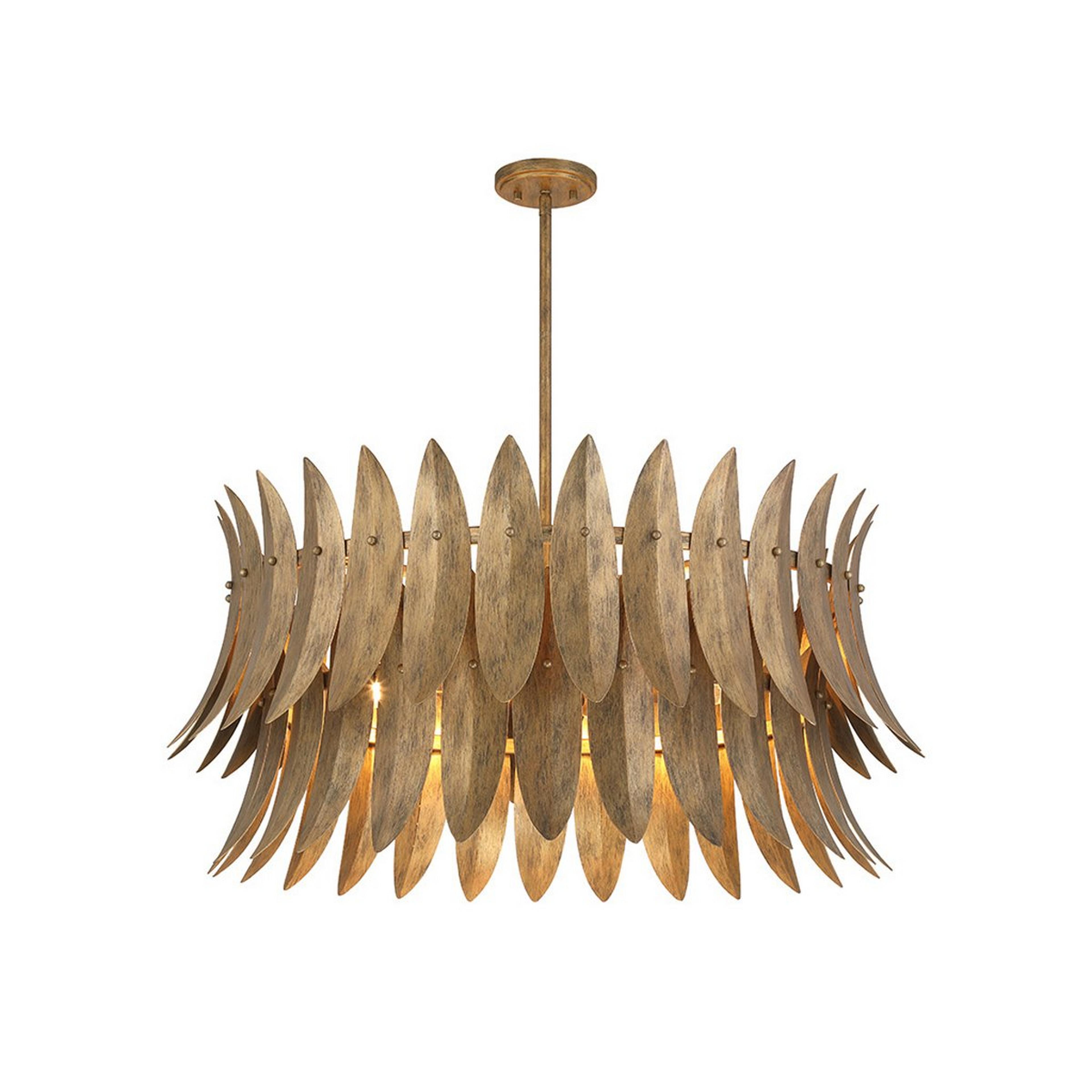A Proscovia Chandelier with Distressed Brass color