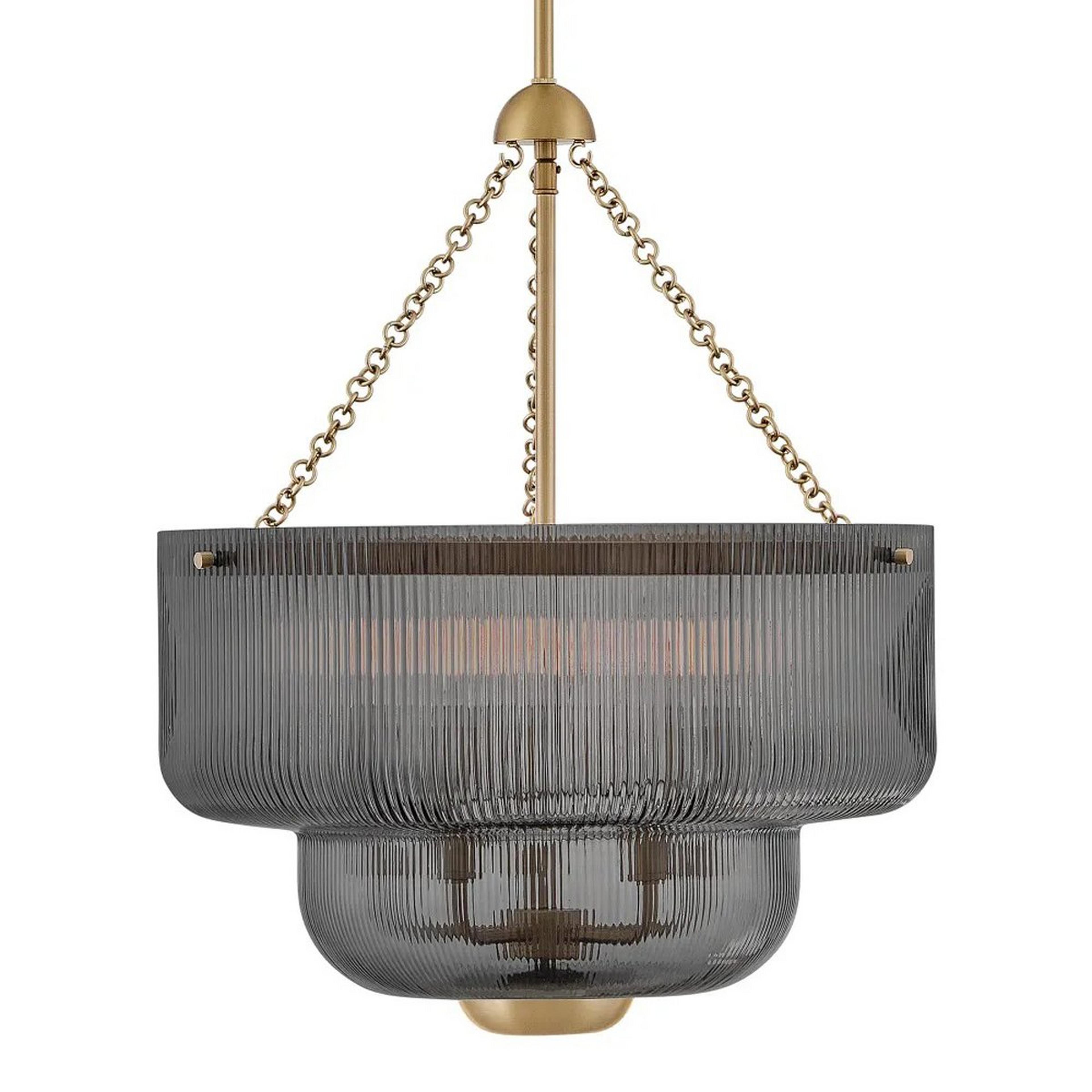 A Oudry Chandelier - Large - Smoke with Brass / Smoke Glass color