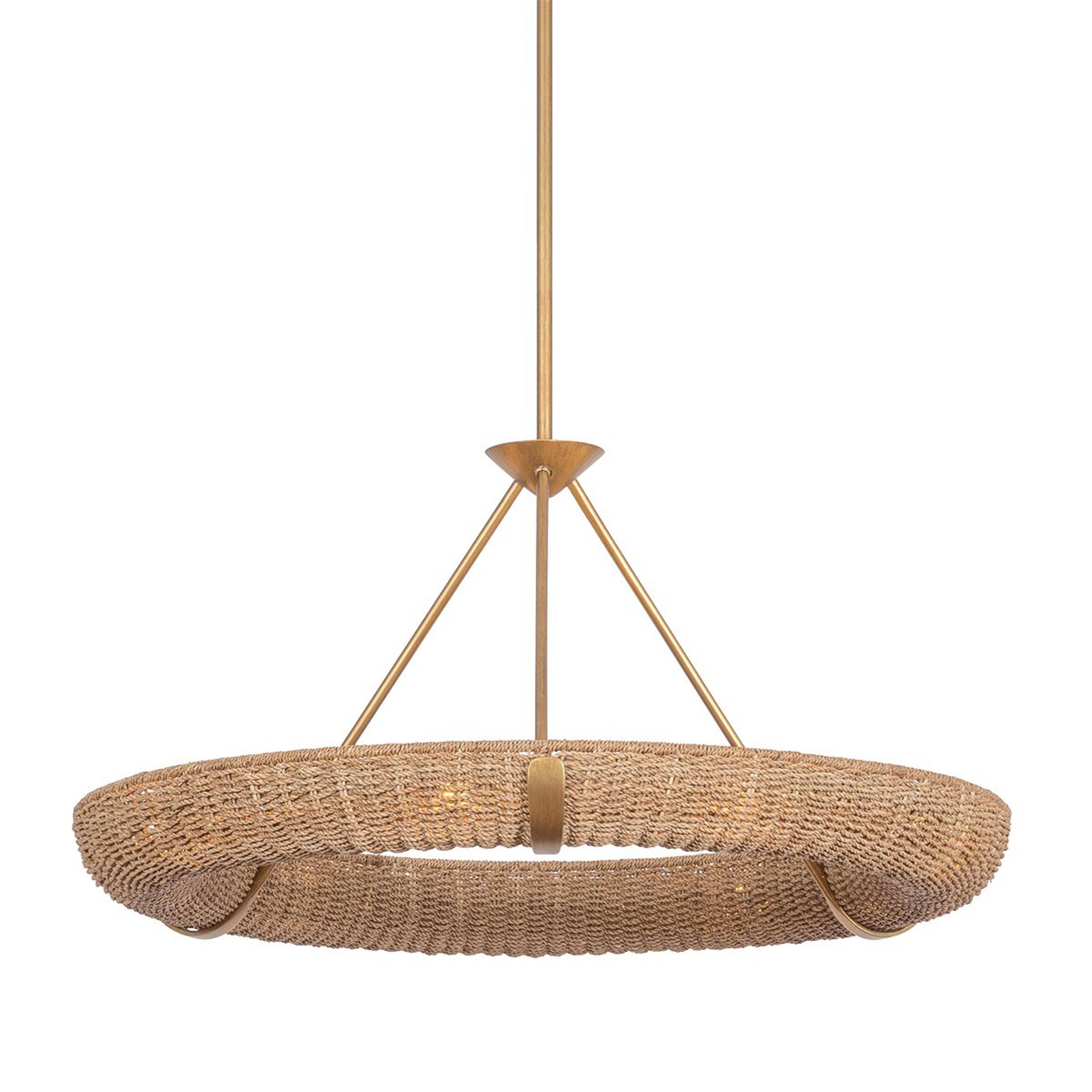 A Solshore Chandelier with Gold Leaf / Abaca Rattan color