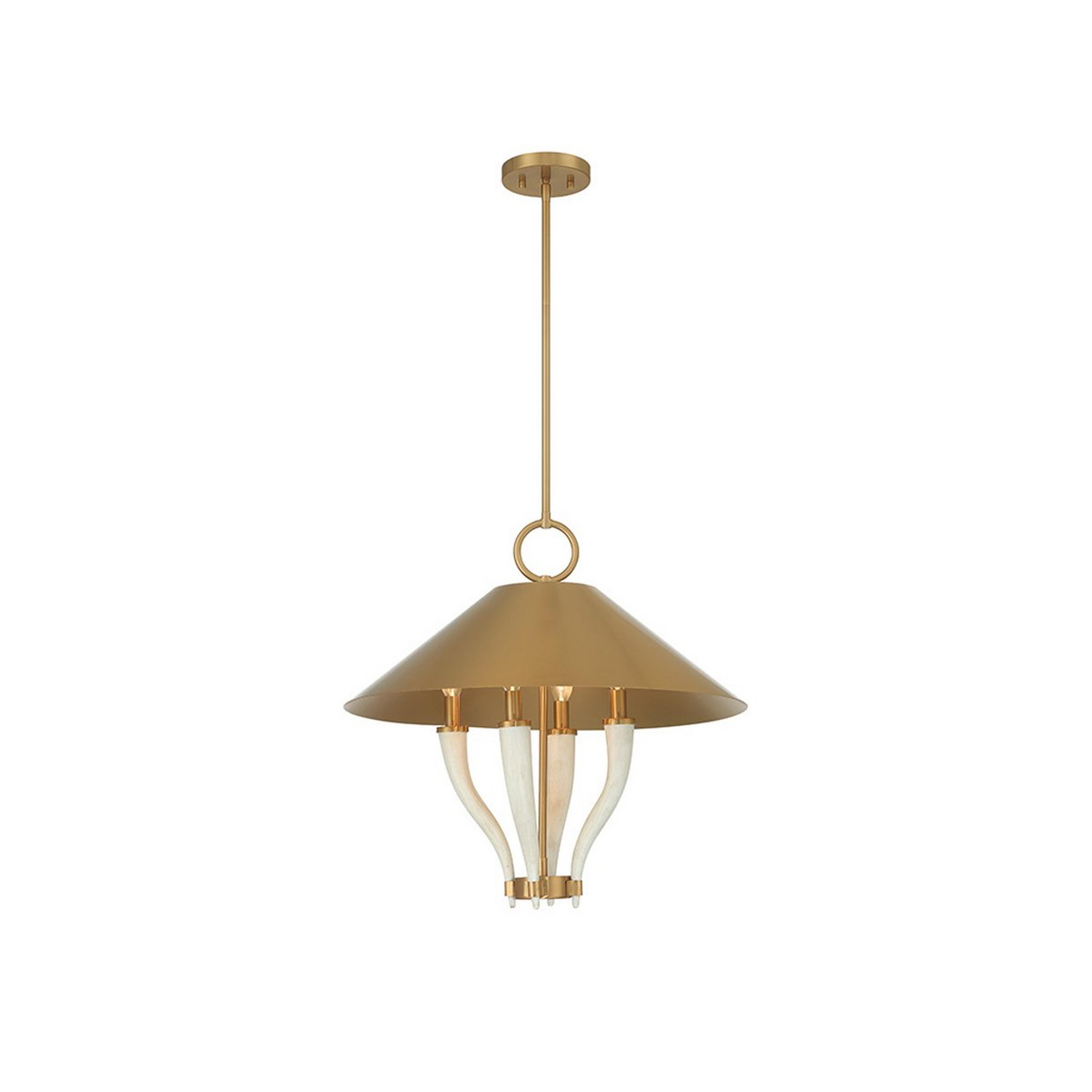 A Dynasty Chandelier - 4 Light with Brass / White color