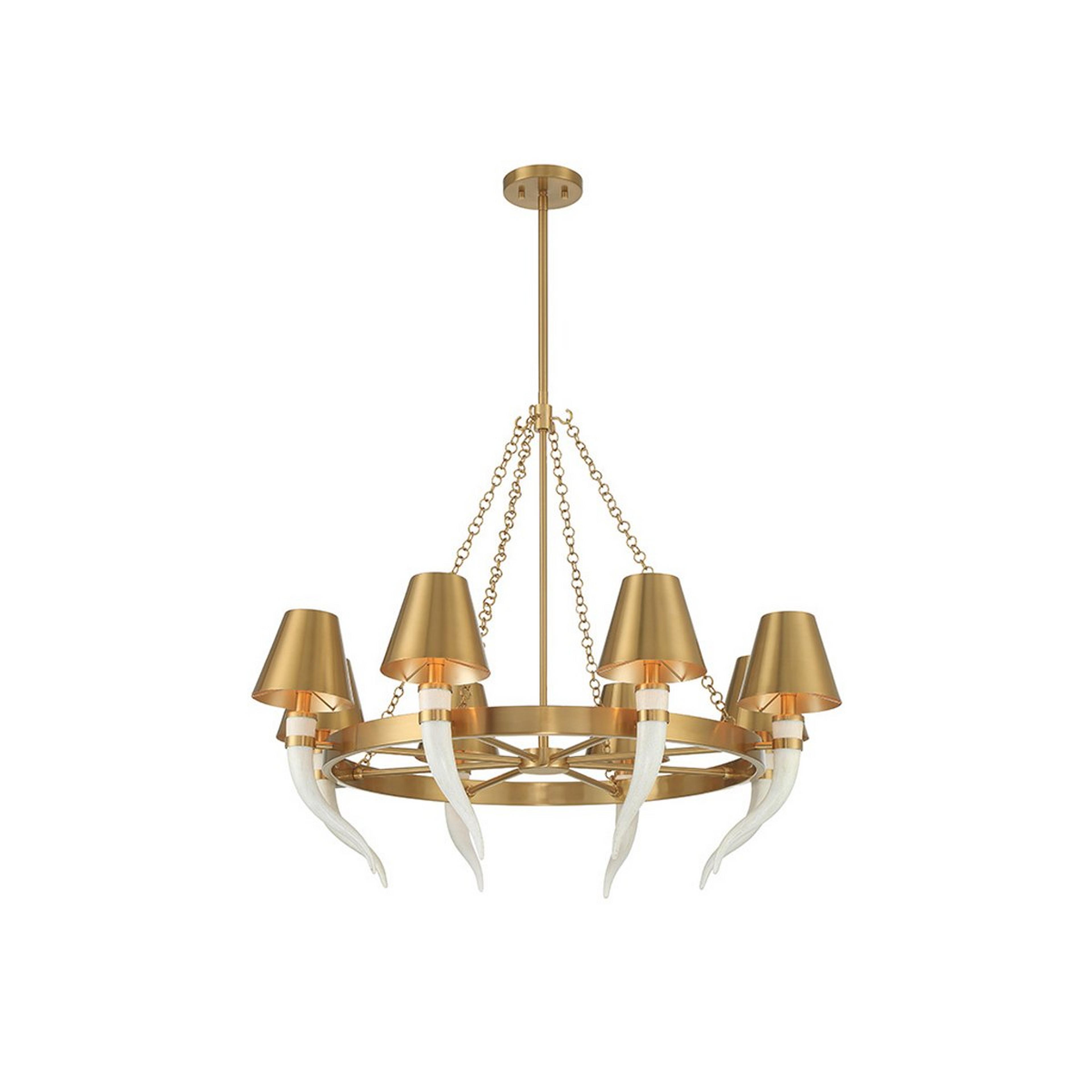 A Dynasty Chandelier - 8 Light with Brass / White color