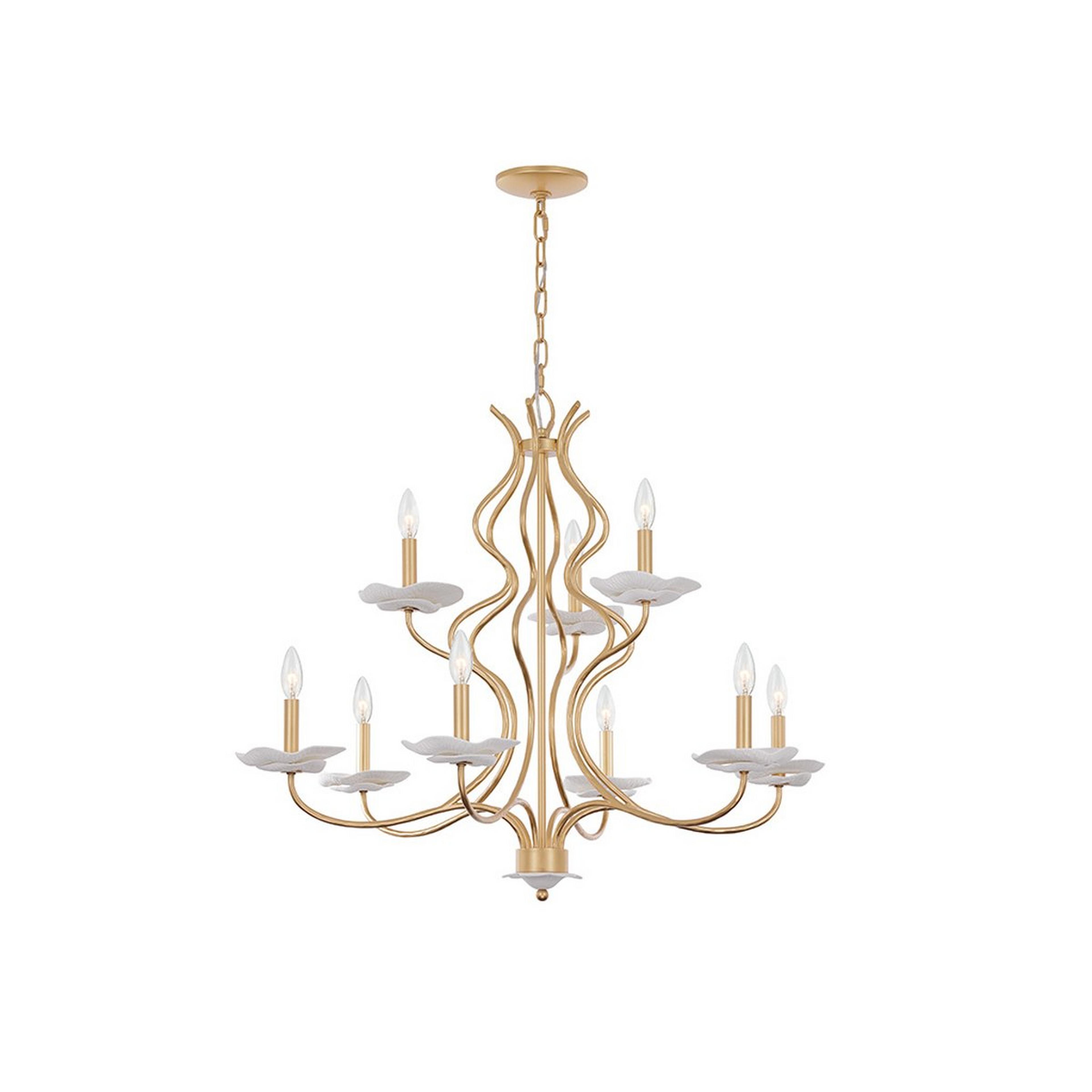 A Esmeray Chandelier with Gold / White Ceramic color