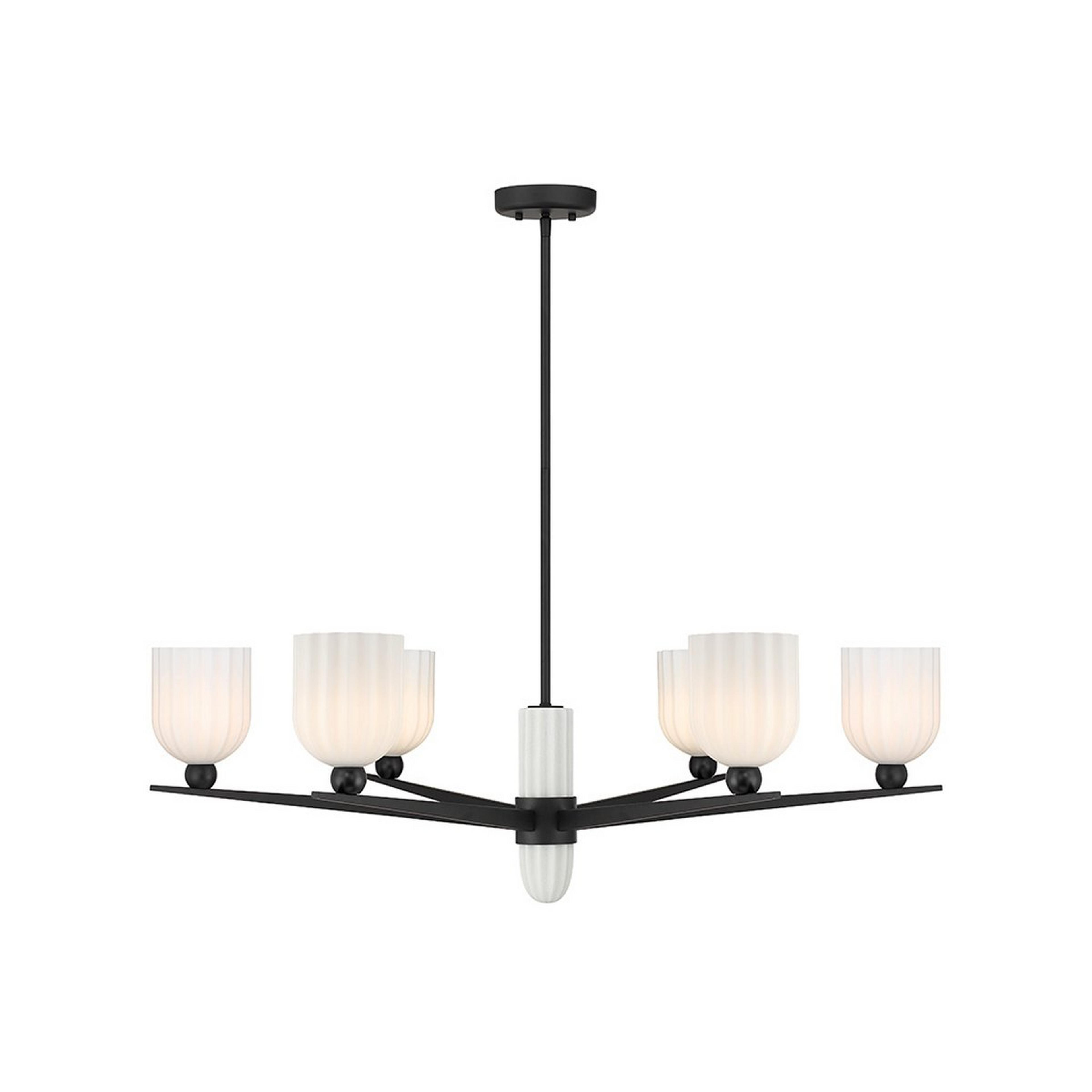A Thatcham Chandelier with Black / Opal Glass color