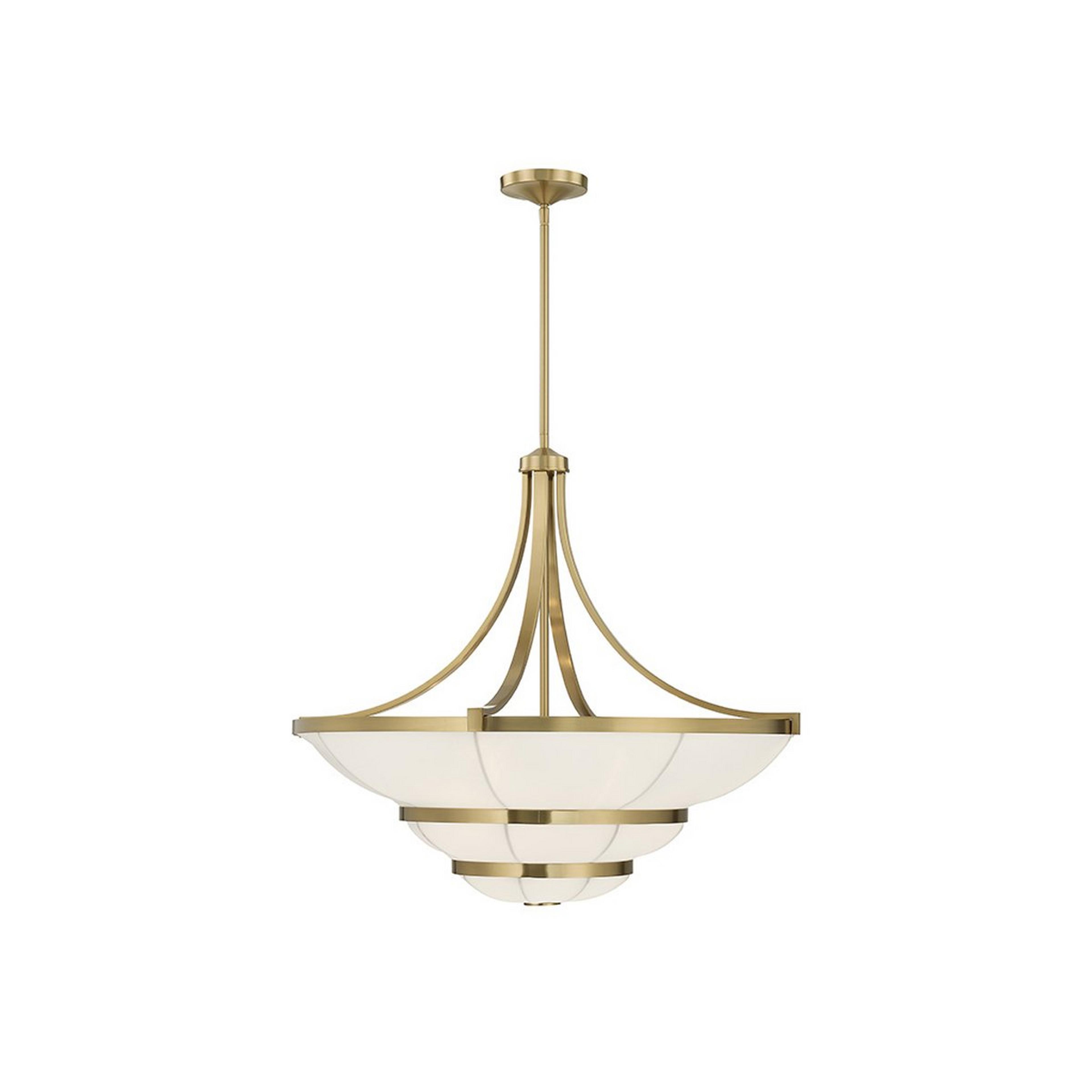 A Soiree Chandelier with Satin Brass / White Fabric color