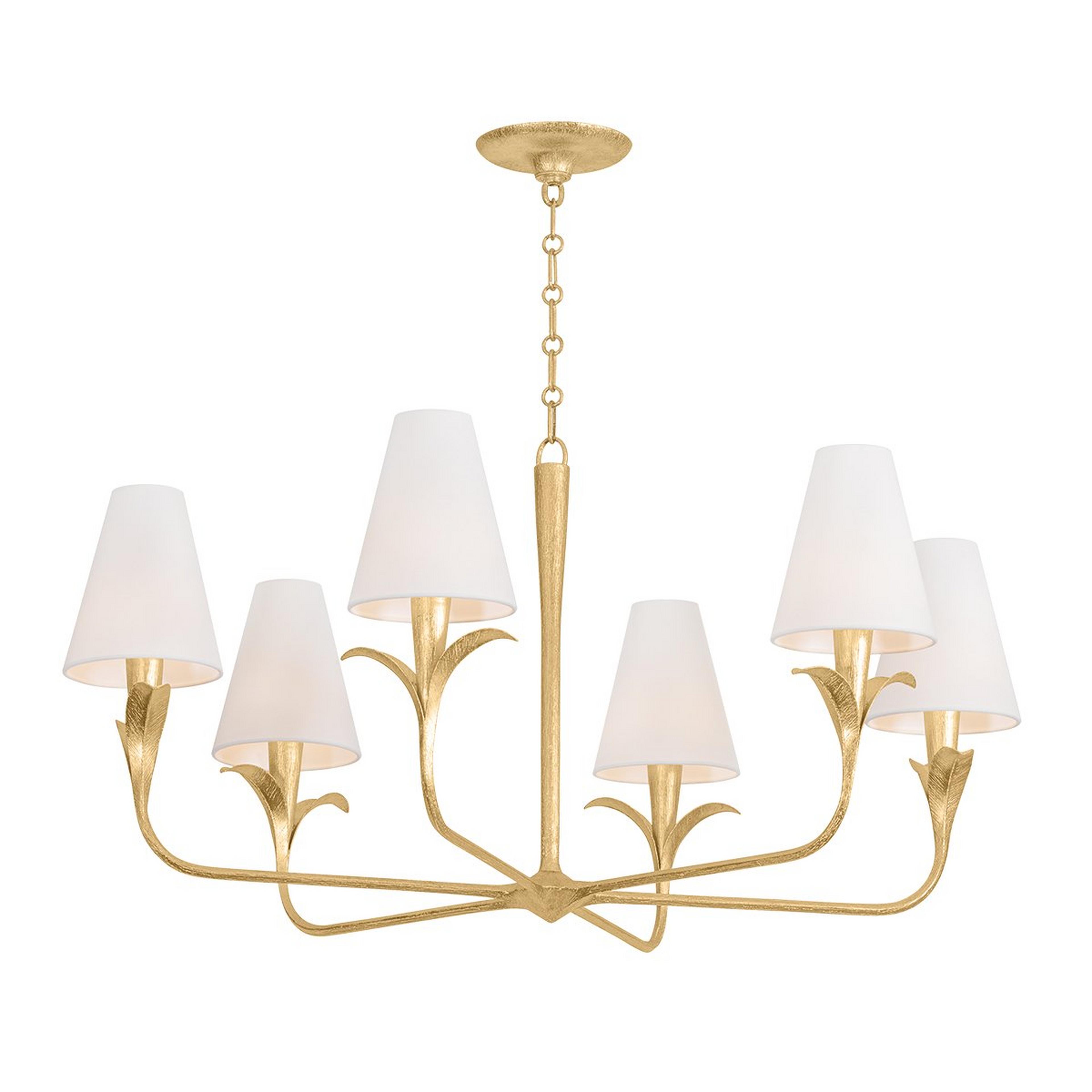 A Crescendo Chandelier with Gold Leaf / White Linen color