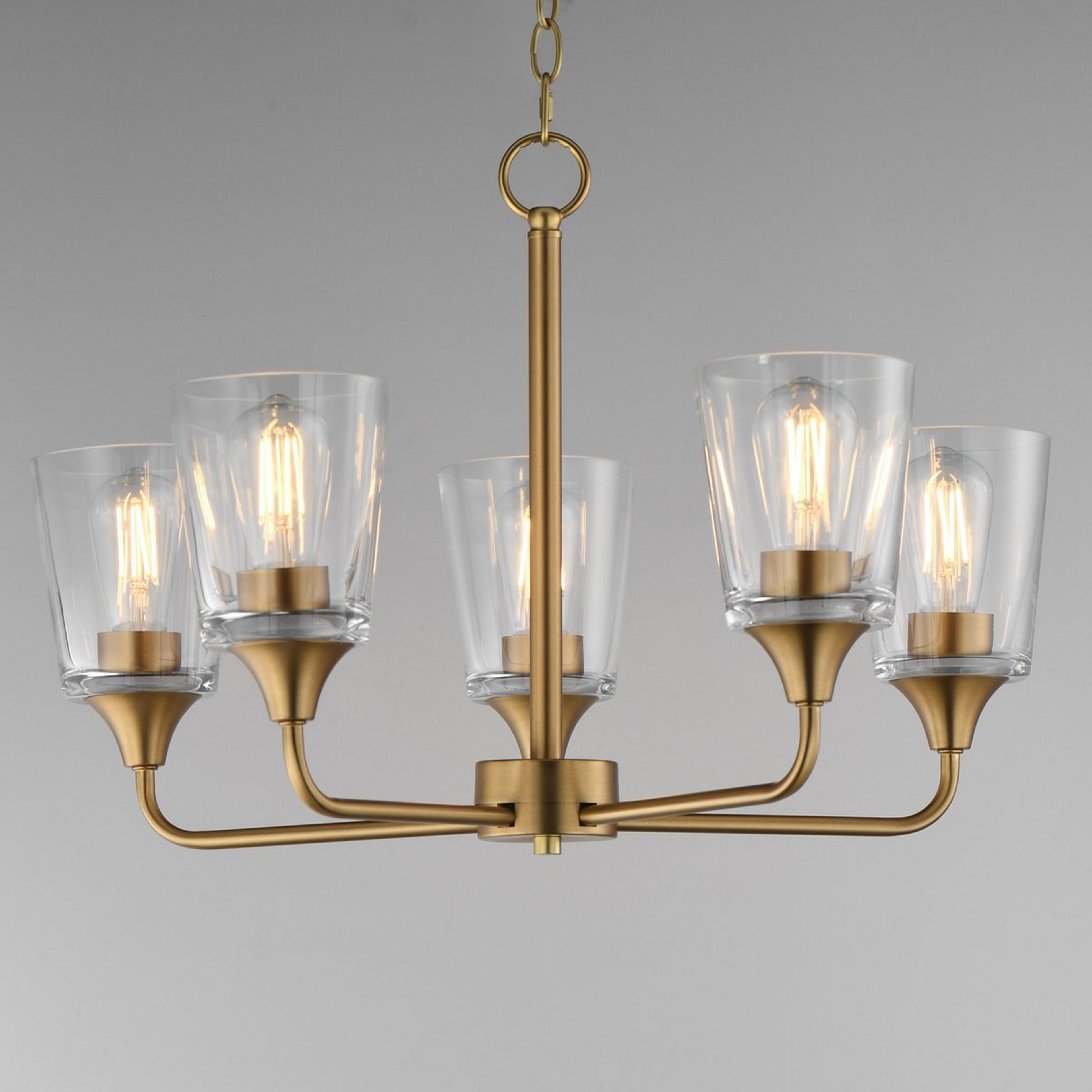 A Willard Chandelier - 5 Light with Brass / Clear Glass color