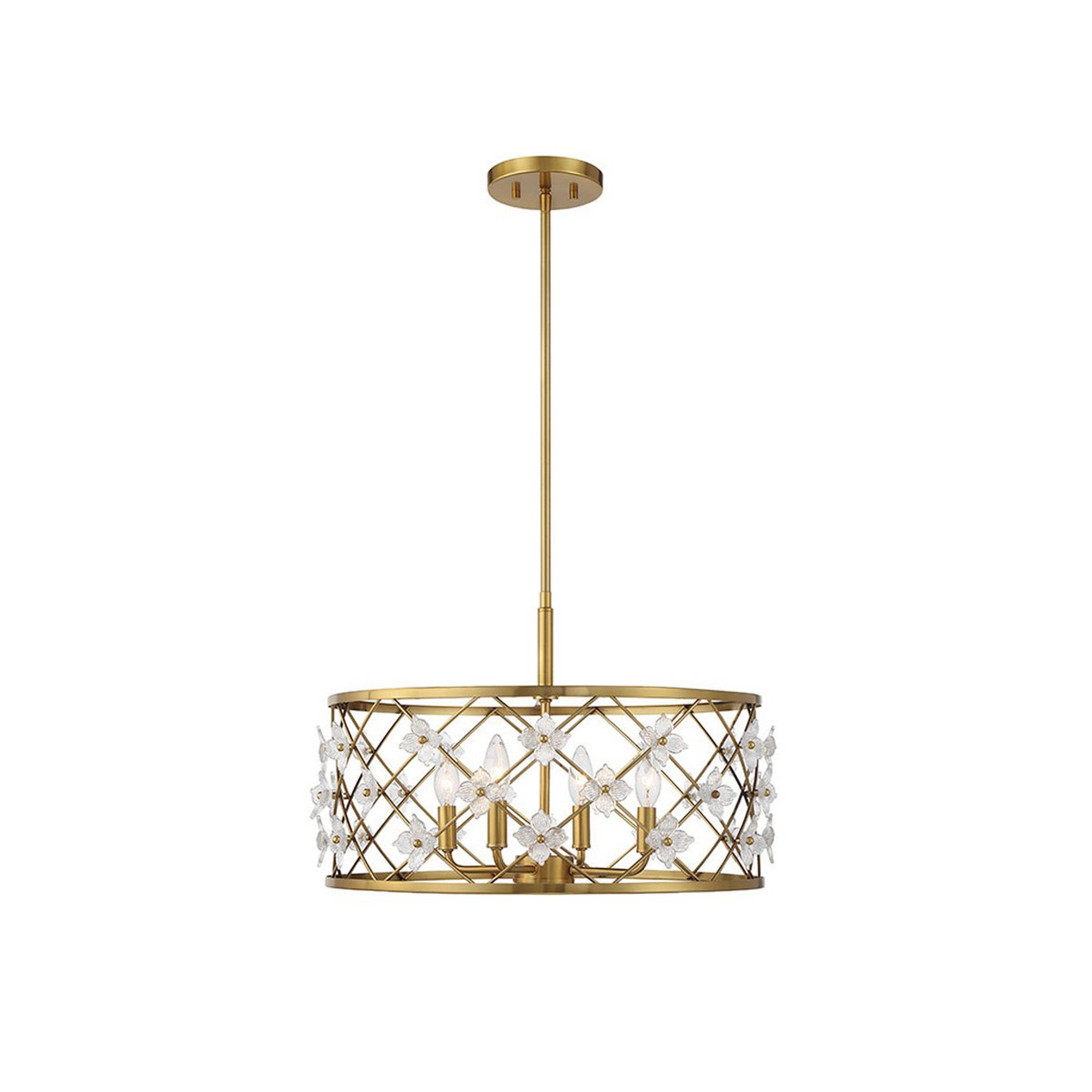 A Treillage Convertible Chandelier with Brass / Clear Glass color