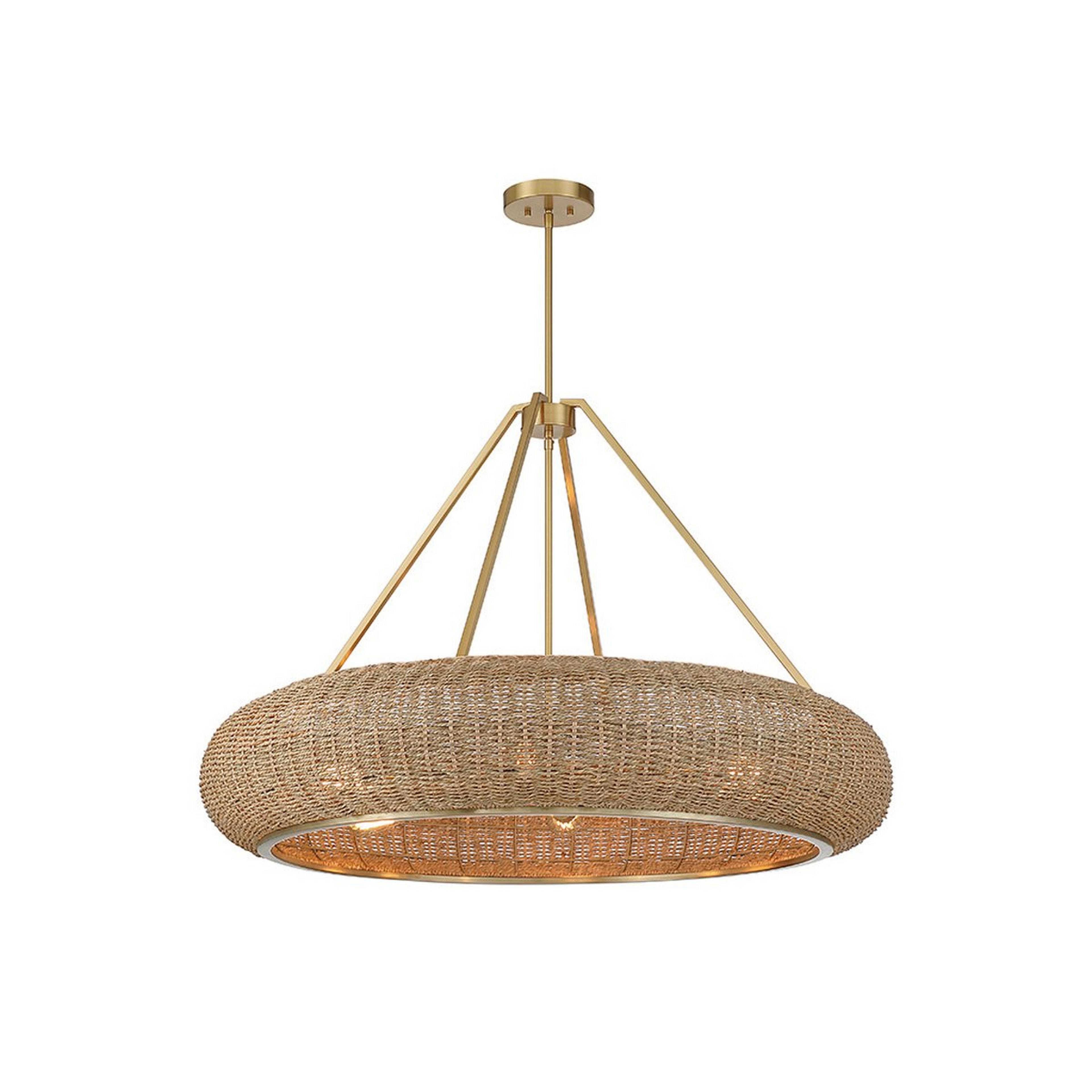 A Yasmina Chandelier with Brass / White Seagrass color
