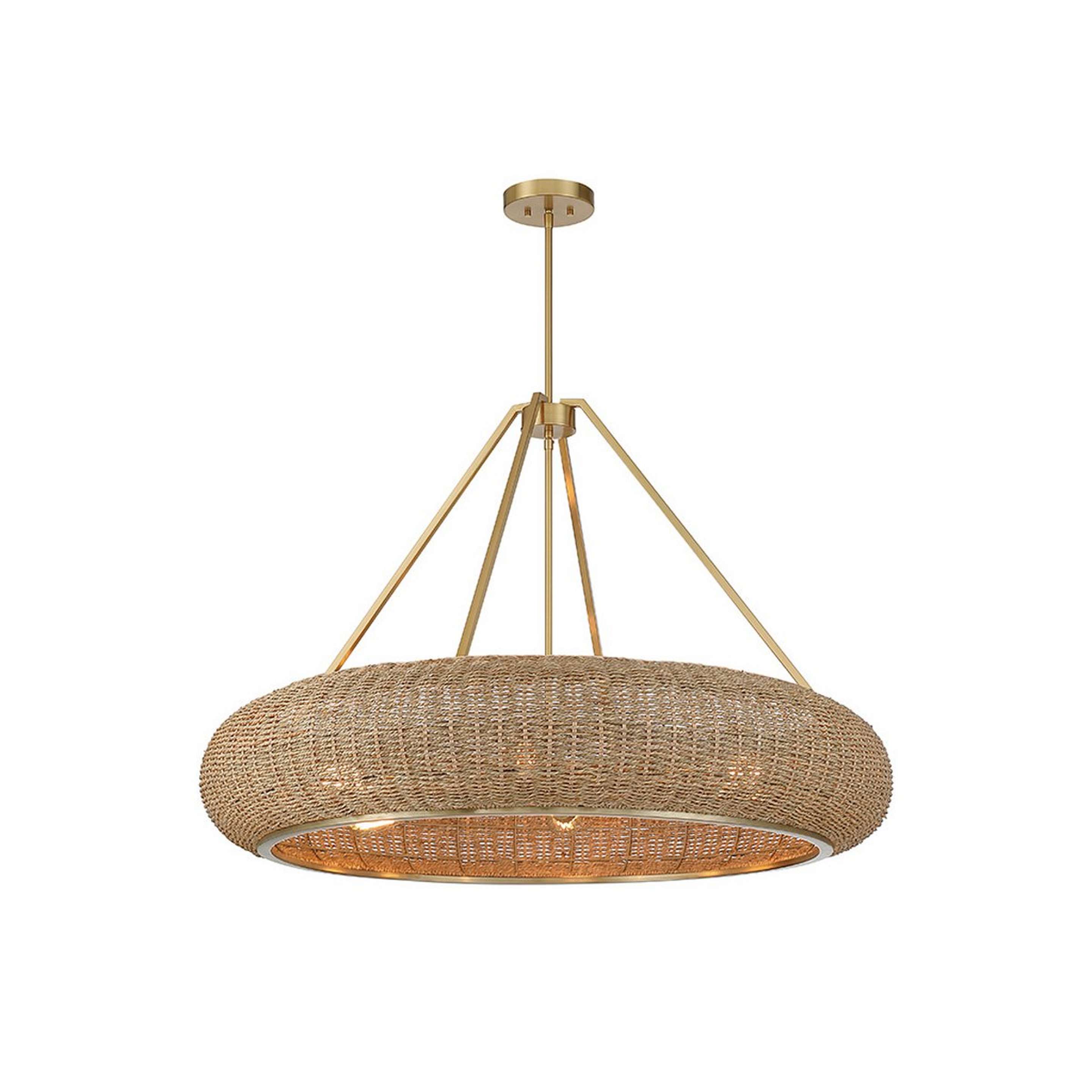 A Yasmina Chandelier with Brass / White Seagrass color
