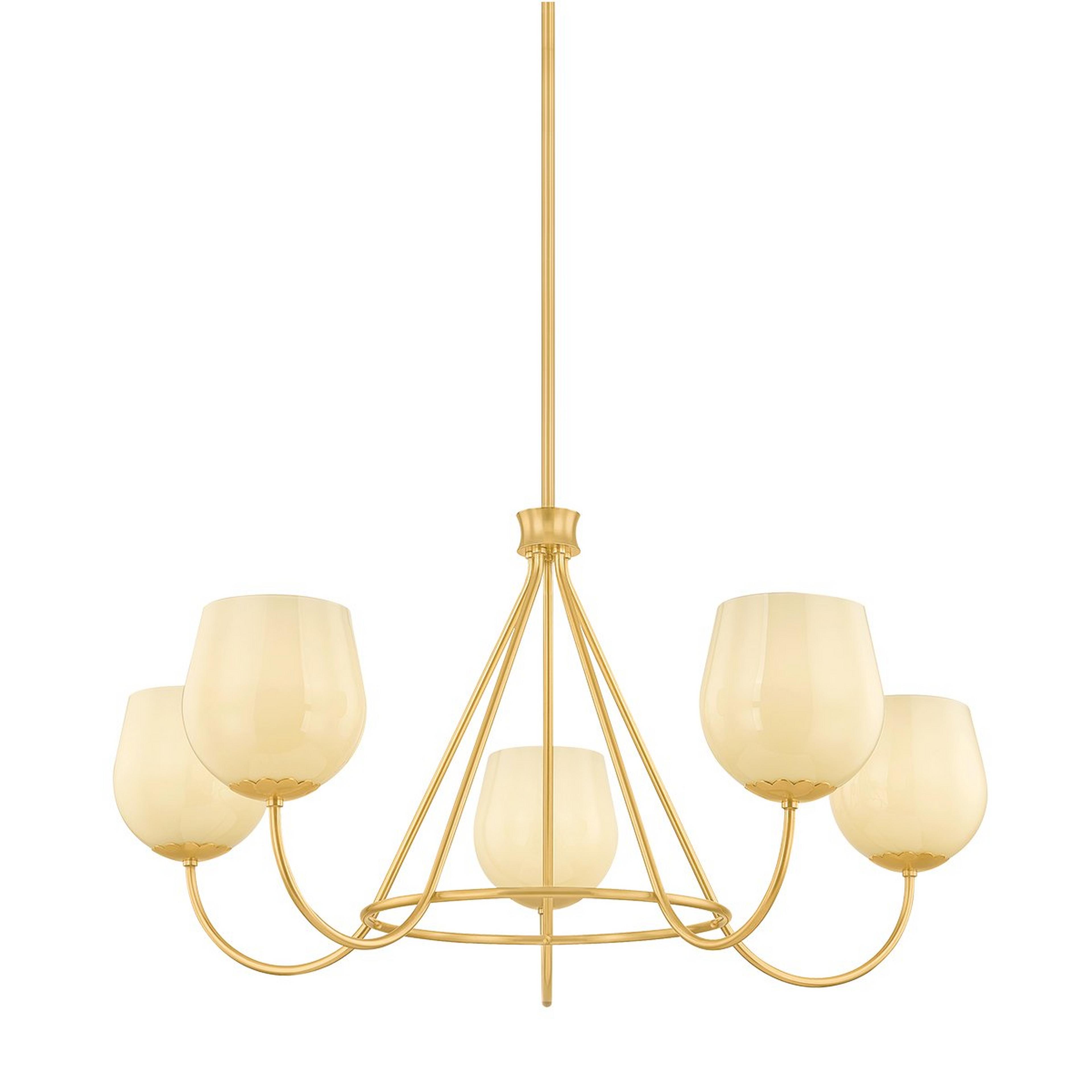 A Marceline Chandelier with Brass / Cream Opal Glass color