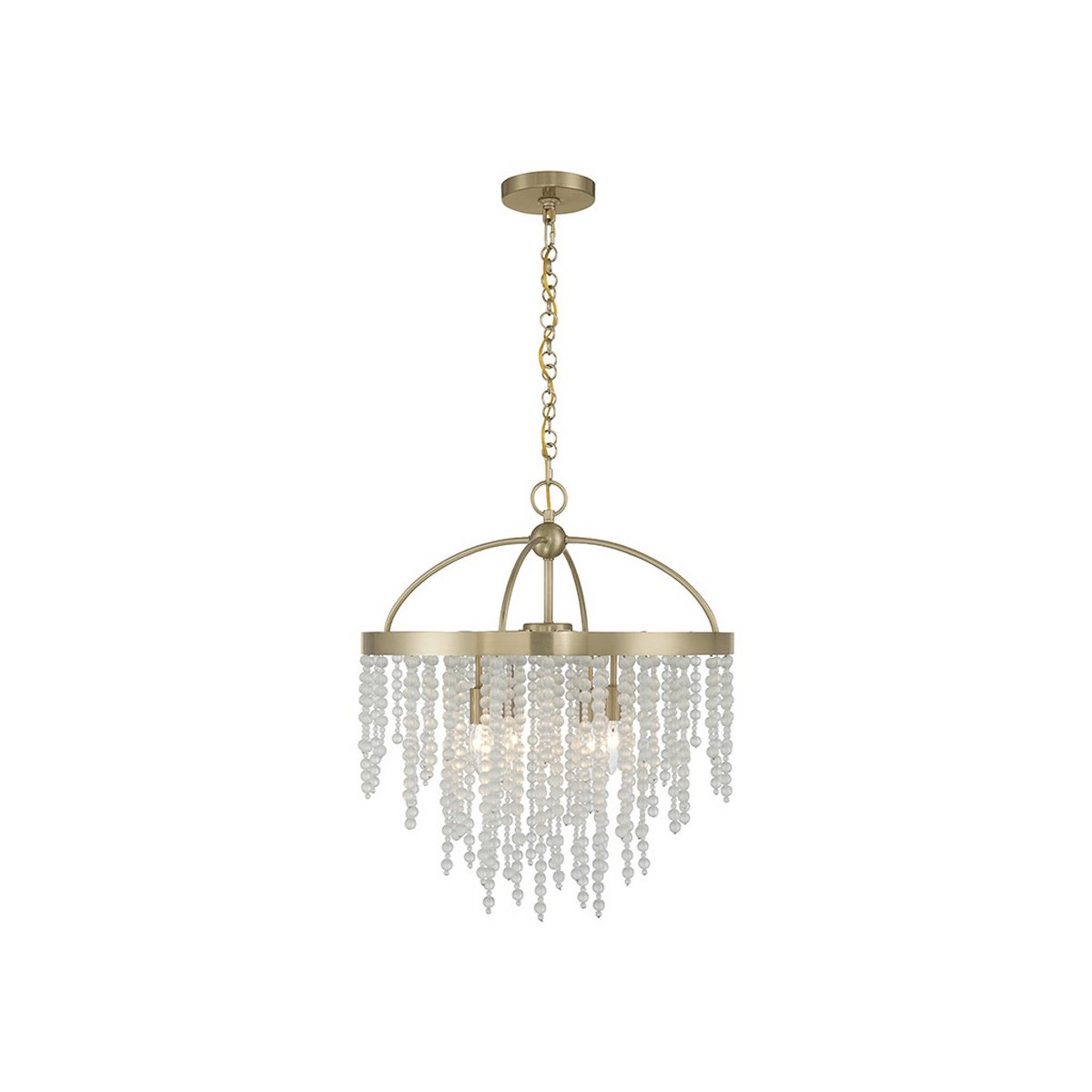 A Bergamo Chandelier with Brass / Frosted Glass color
