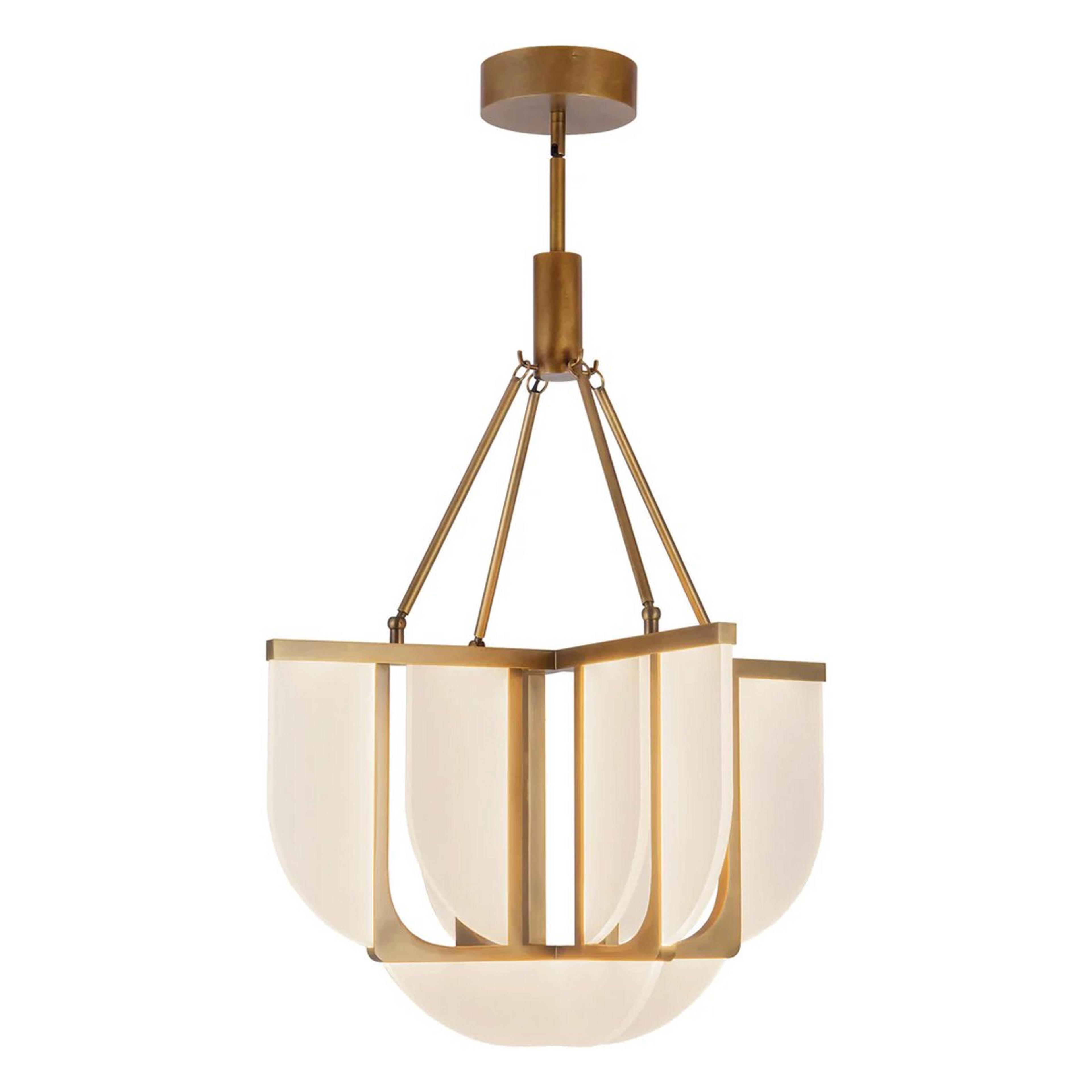 A Fanatic LED Chandelier 24" with Aged Brass / White Acrylic color