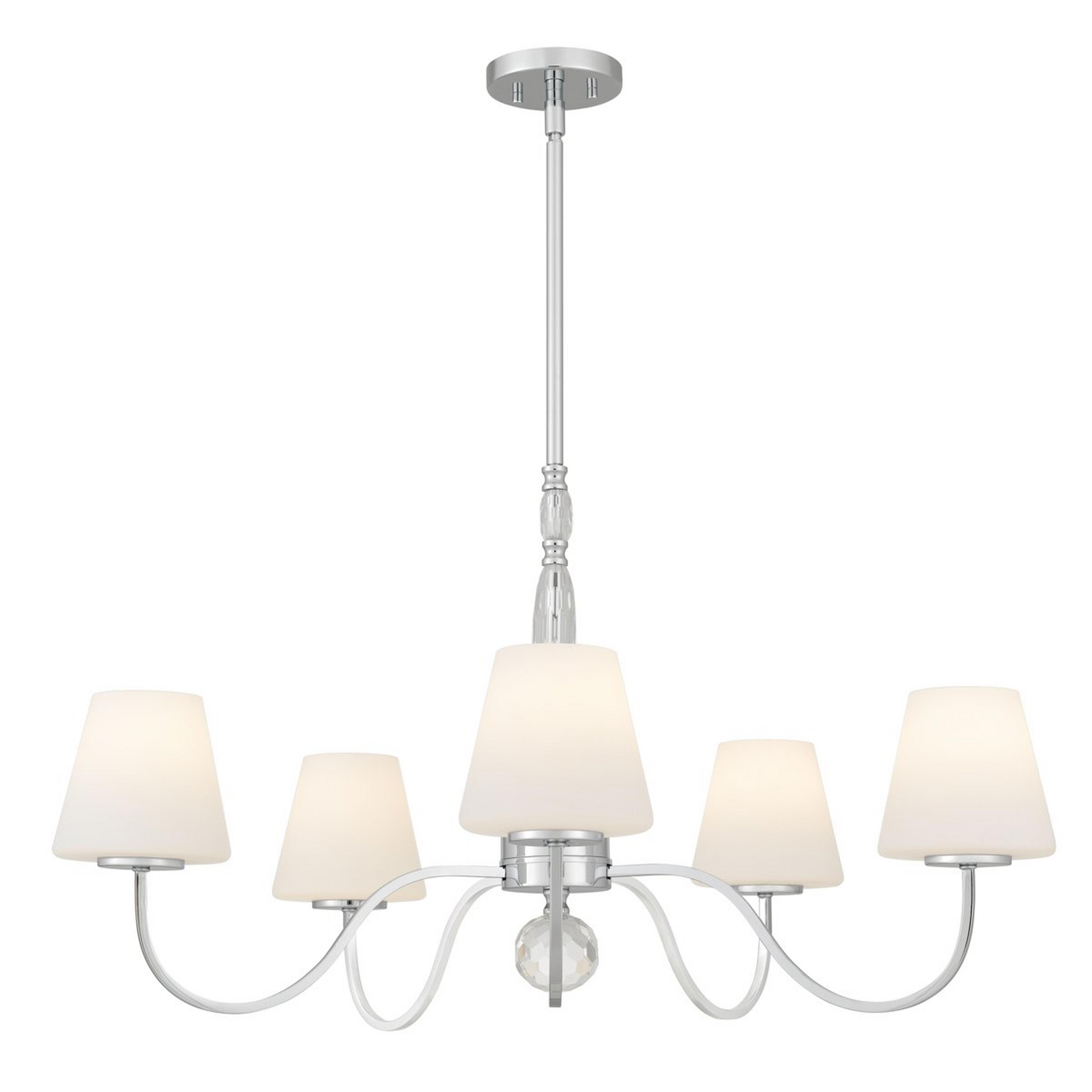 A Cordial Chandelier with Chrome / Opal Glass / Clear Glass color