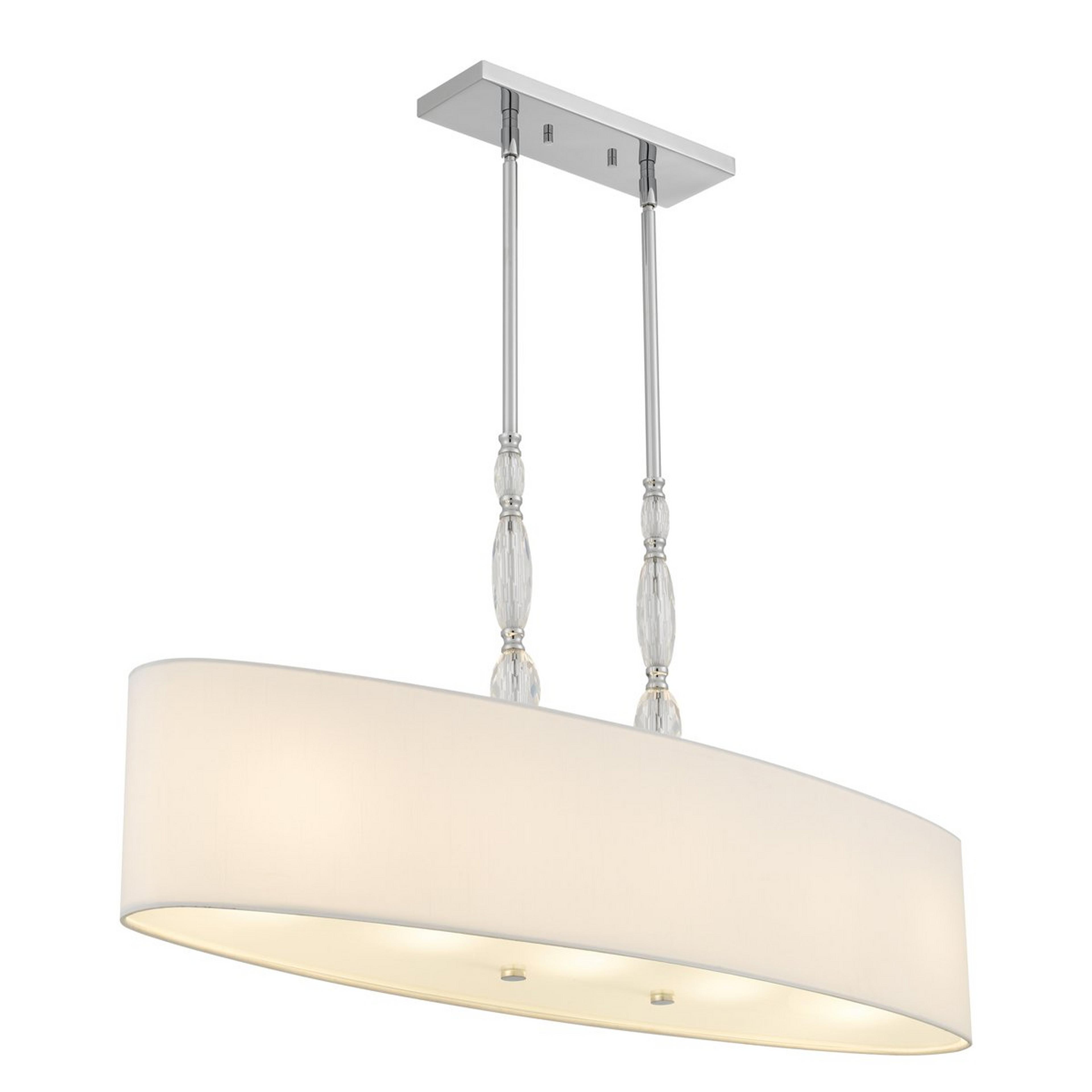 A Cordial Island Chandelier with Chrome / White Linen / Clear Glass color