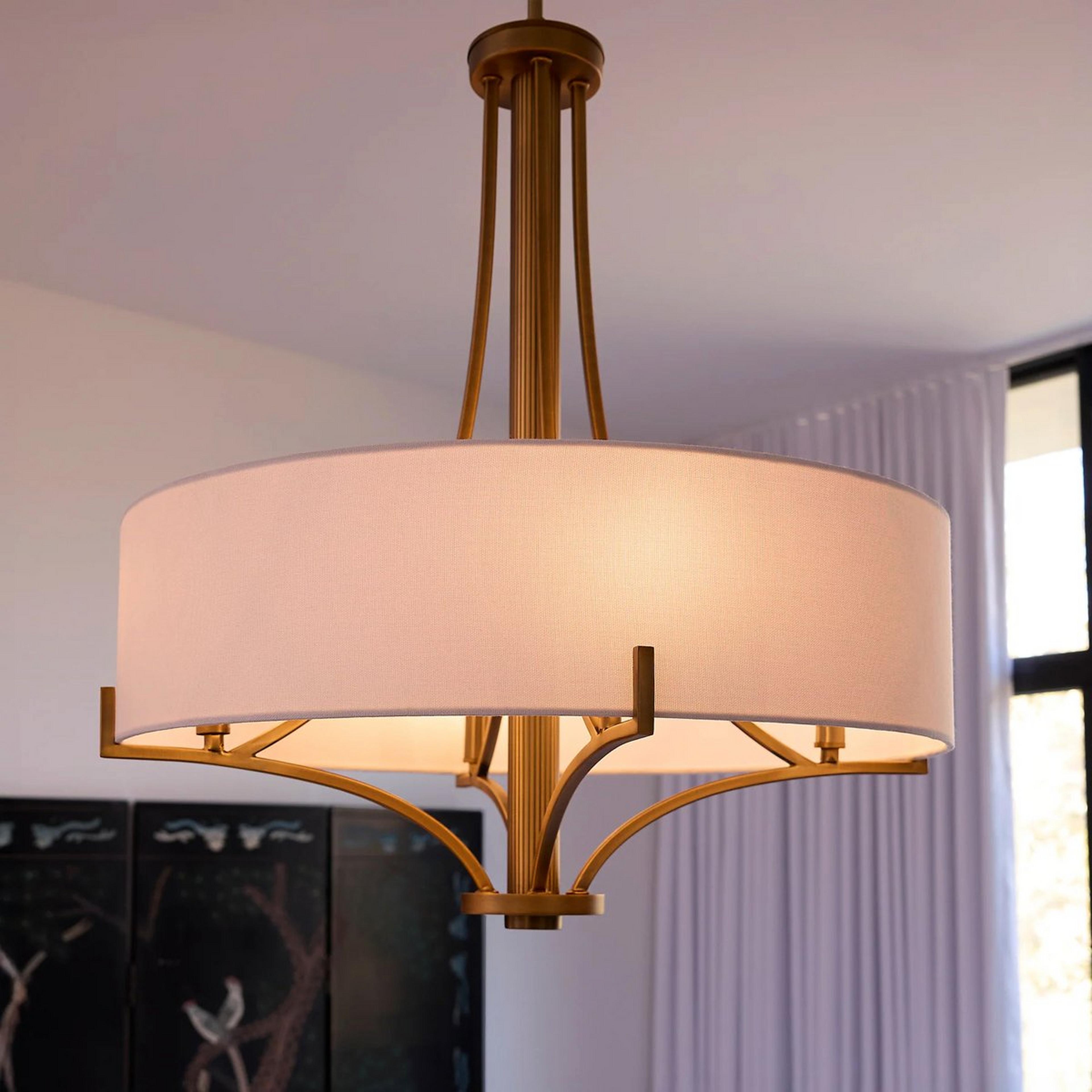 A Sericea Chandelier - 4 Light with Brushed Brass / White Linen color