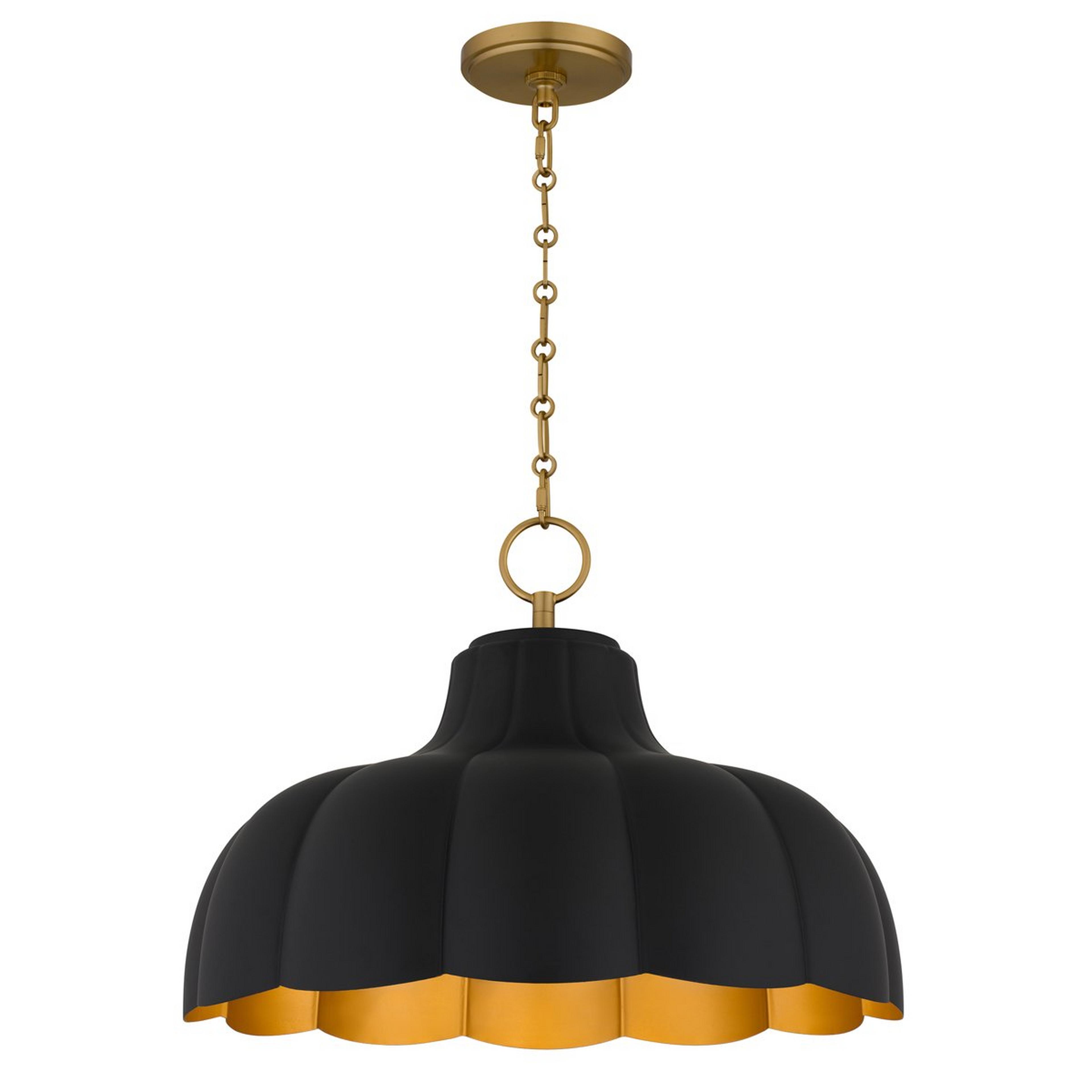 A Parapluie Chandelier with Matte Black / Brushed Brass color