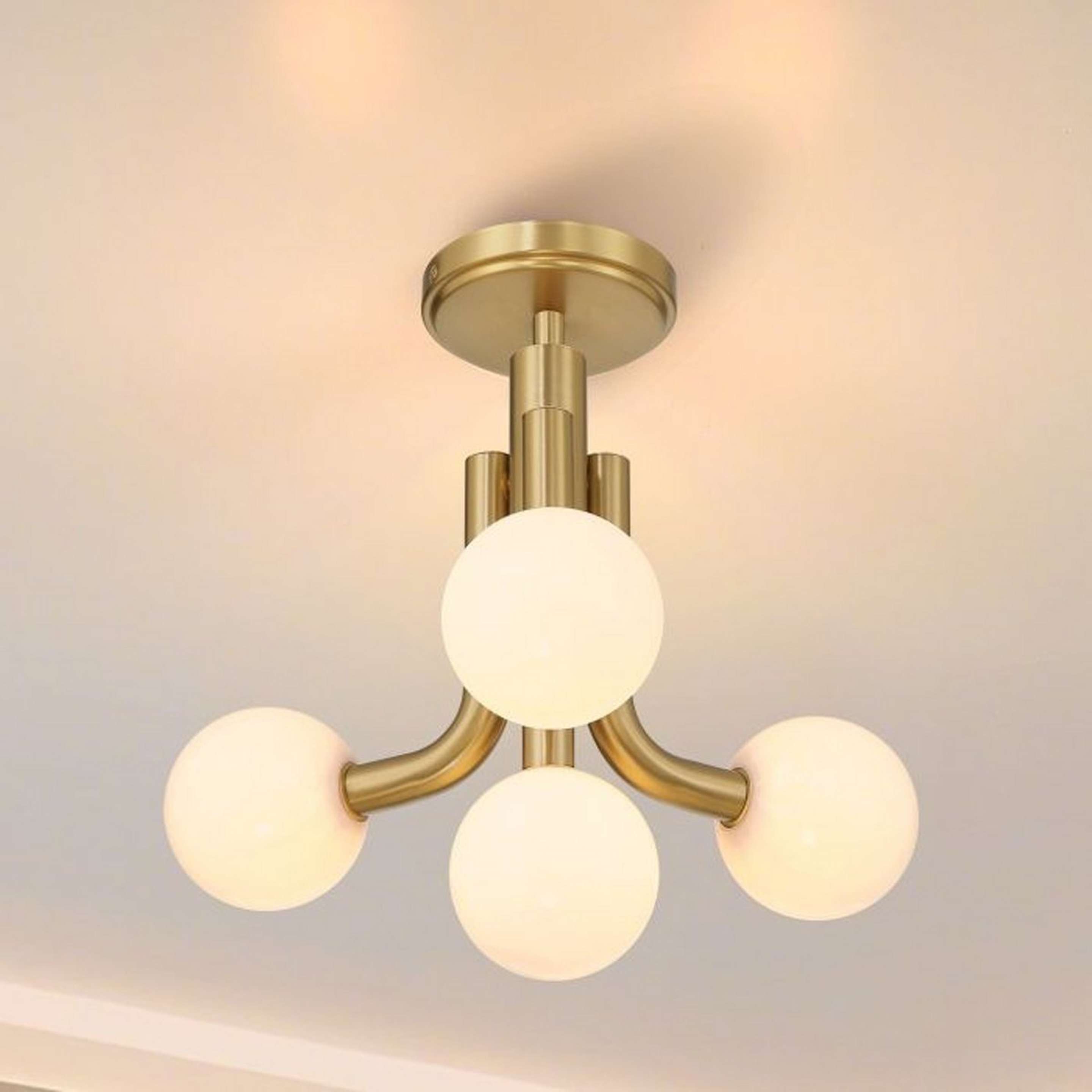 A Araminta Convertible Chandelier - Small with Brass / Opal Glass color