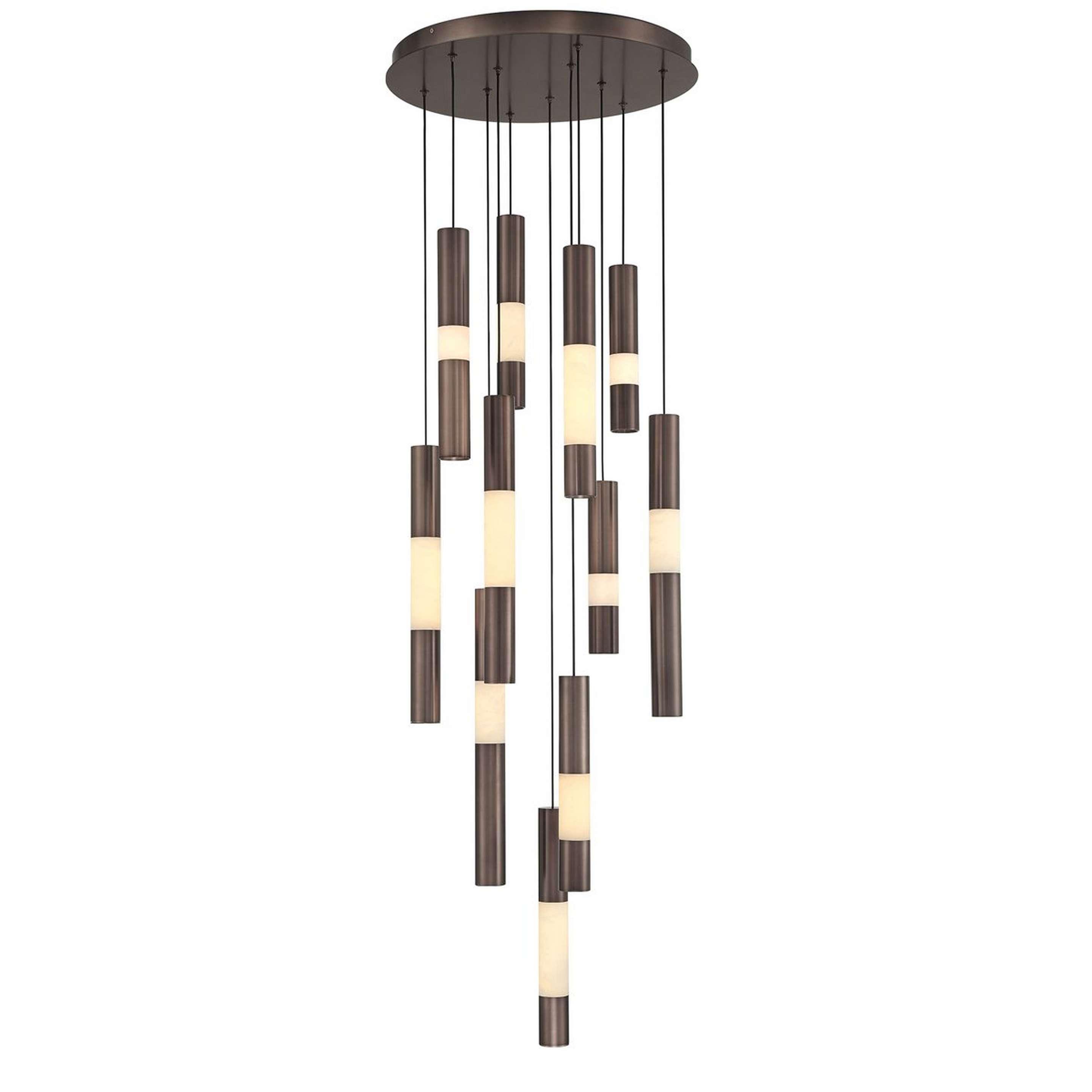 A Windsong LED Chandelier with Bronze / Alabaster color