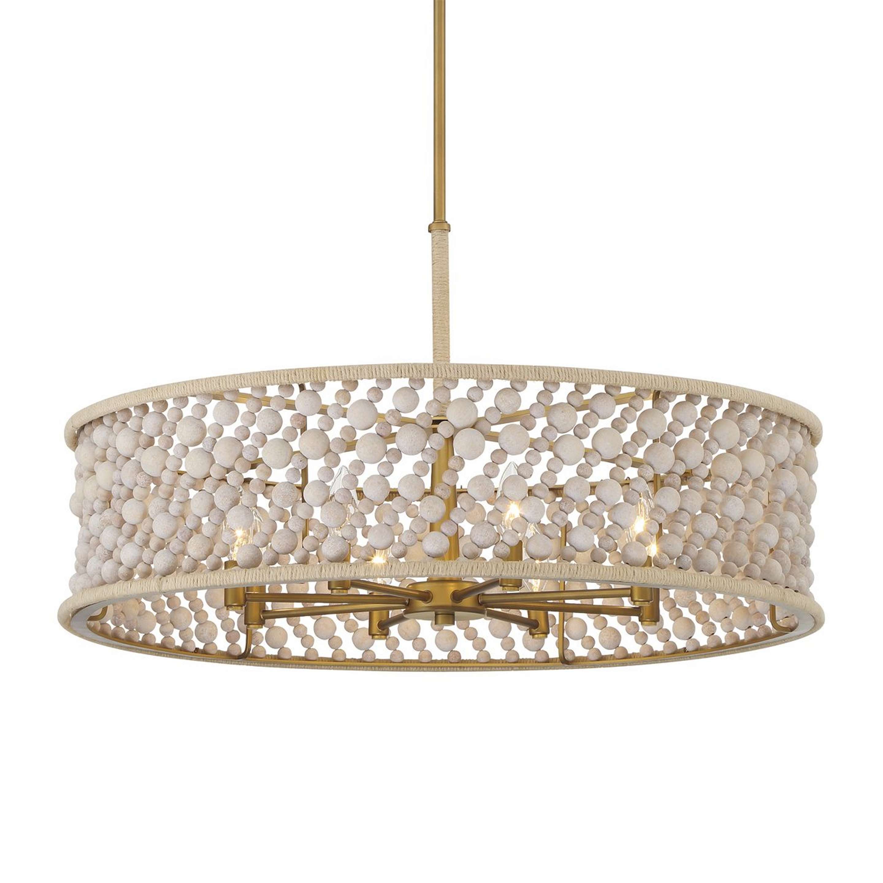 A Darya Chandelier with Brass / Rope / Bleached Wood color