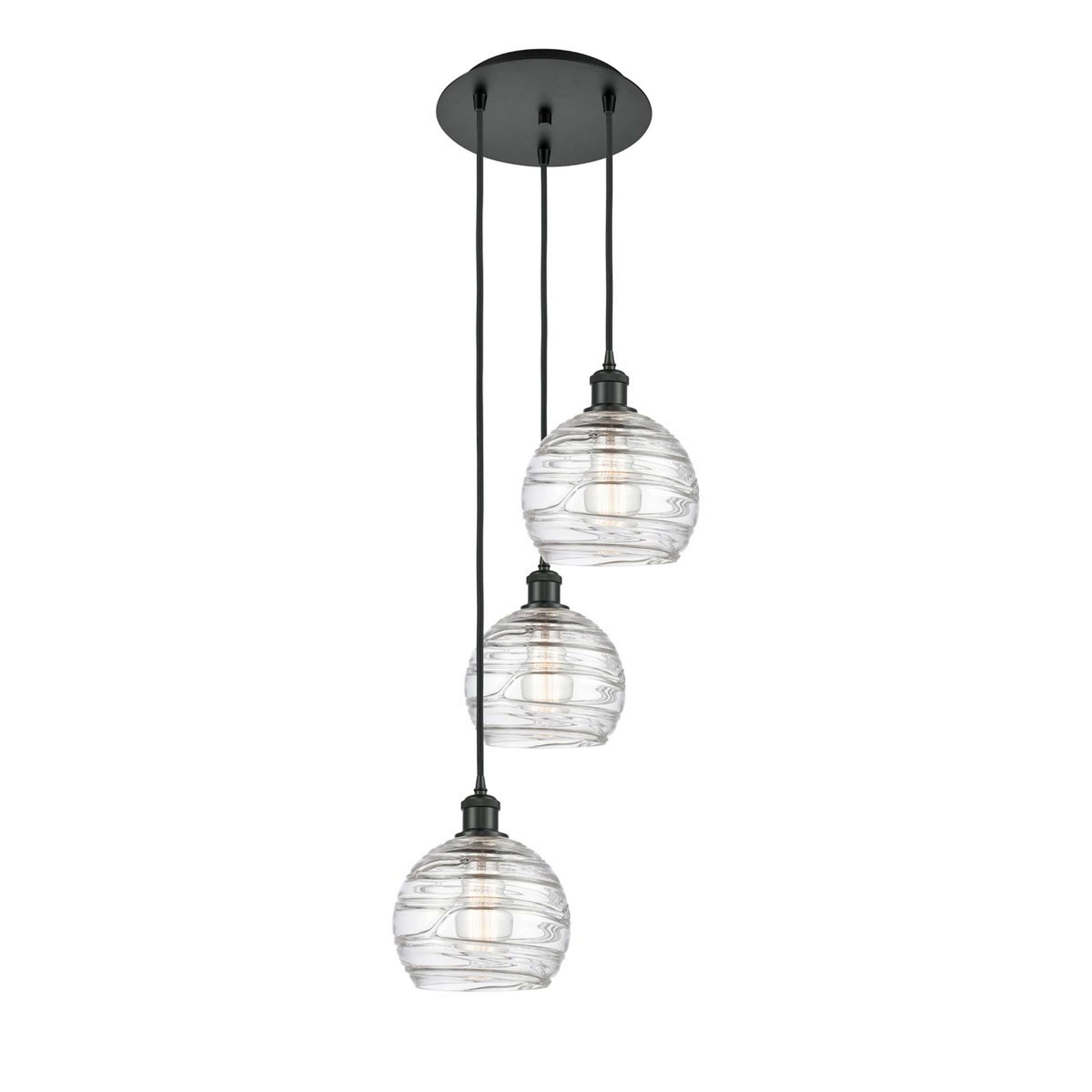 A Sea Swell Chandelier - 3 Light with Matte Black / Clear color