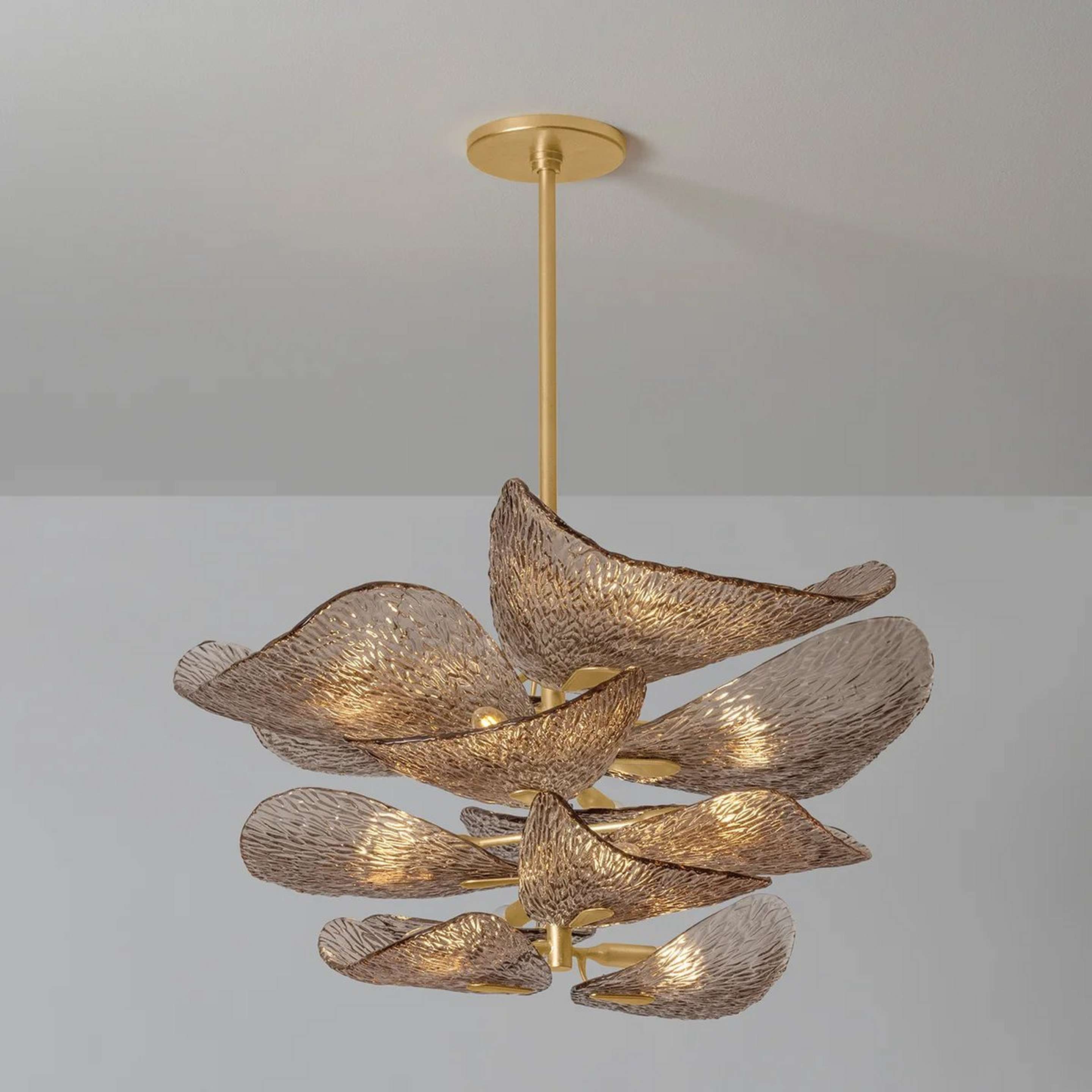 A Larue Chandelier with Vintage Gold Leaf / Dark Bronze Glass color