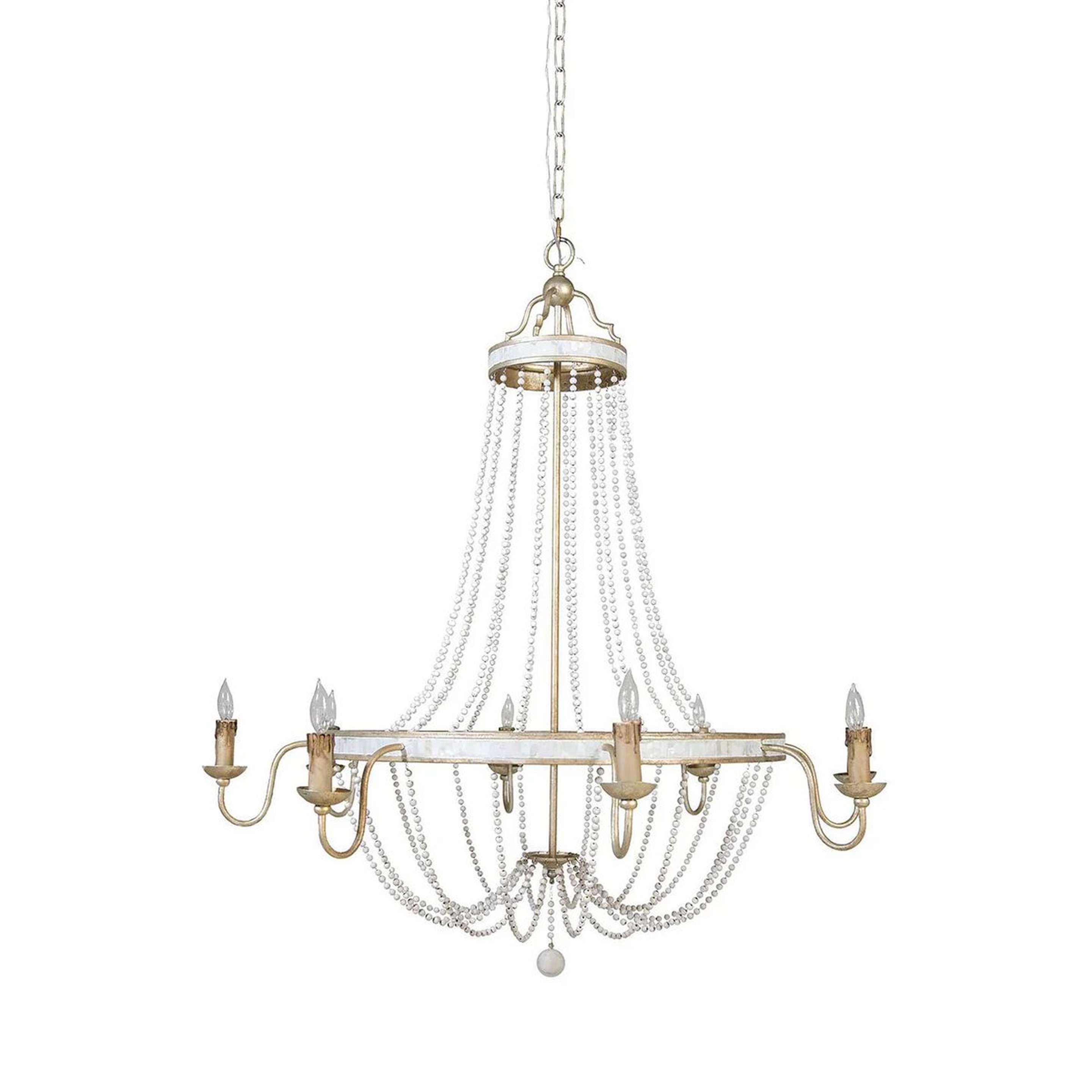 A Constance Beaded Chandelier with Champagne Silver / Mother-Of-Pearl / White color