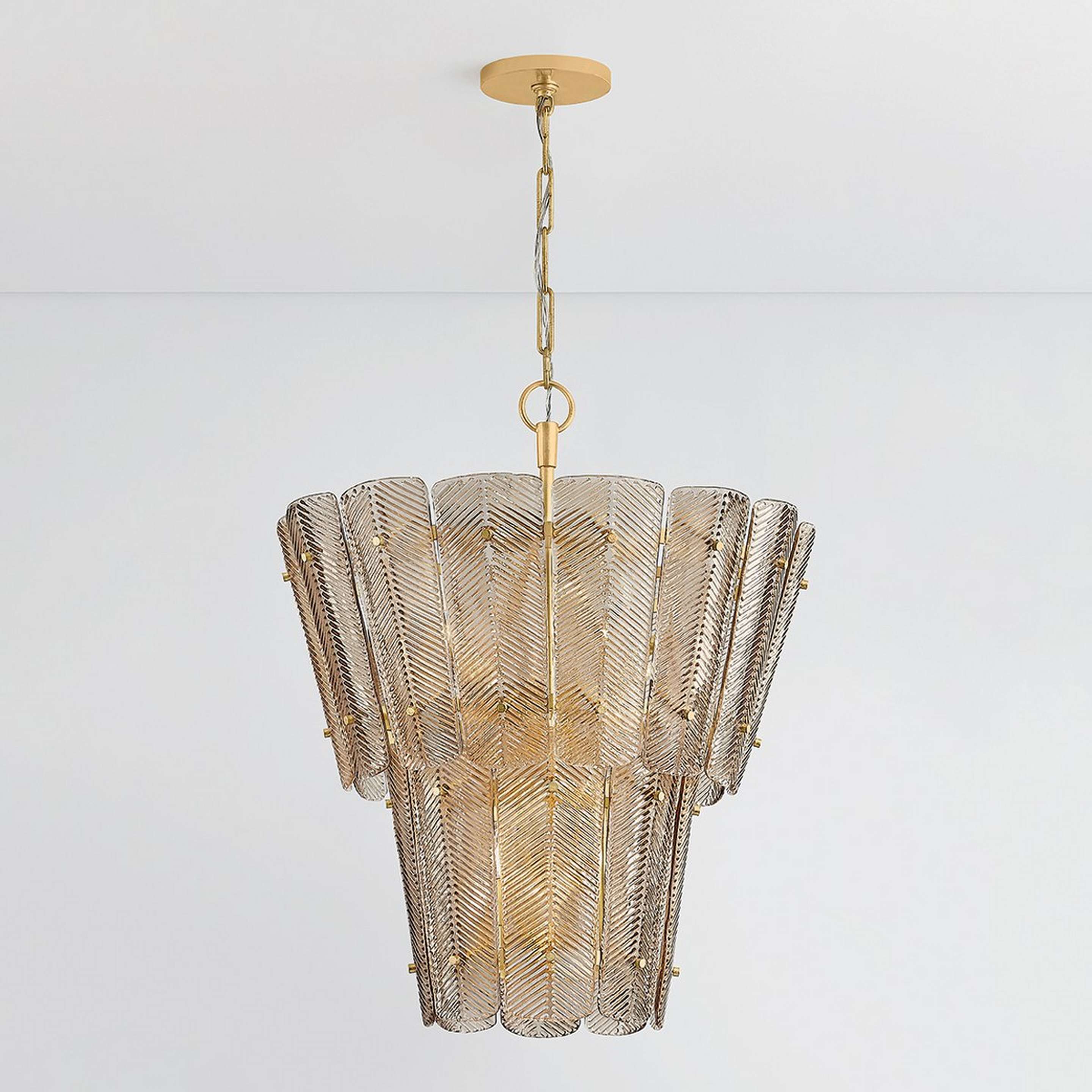 A Pajaro Chandelier with Vintage Gold Leaf / Smoked Glass color