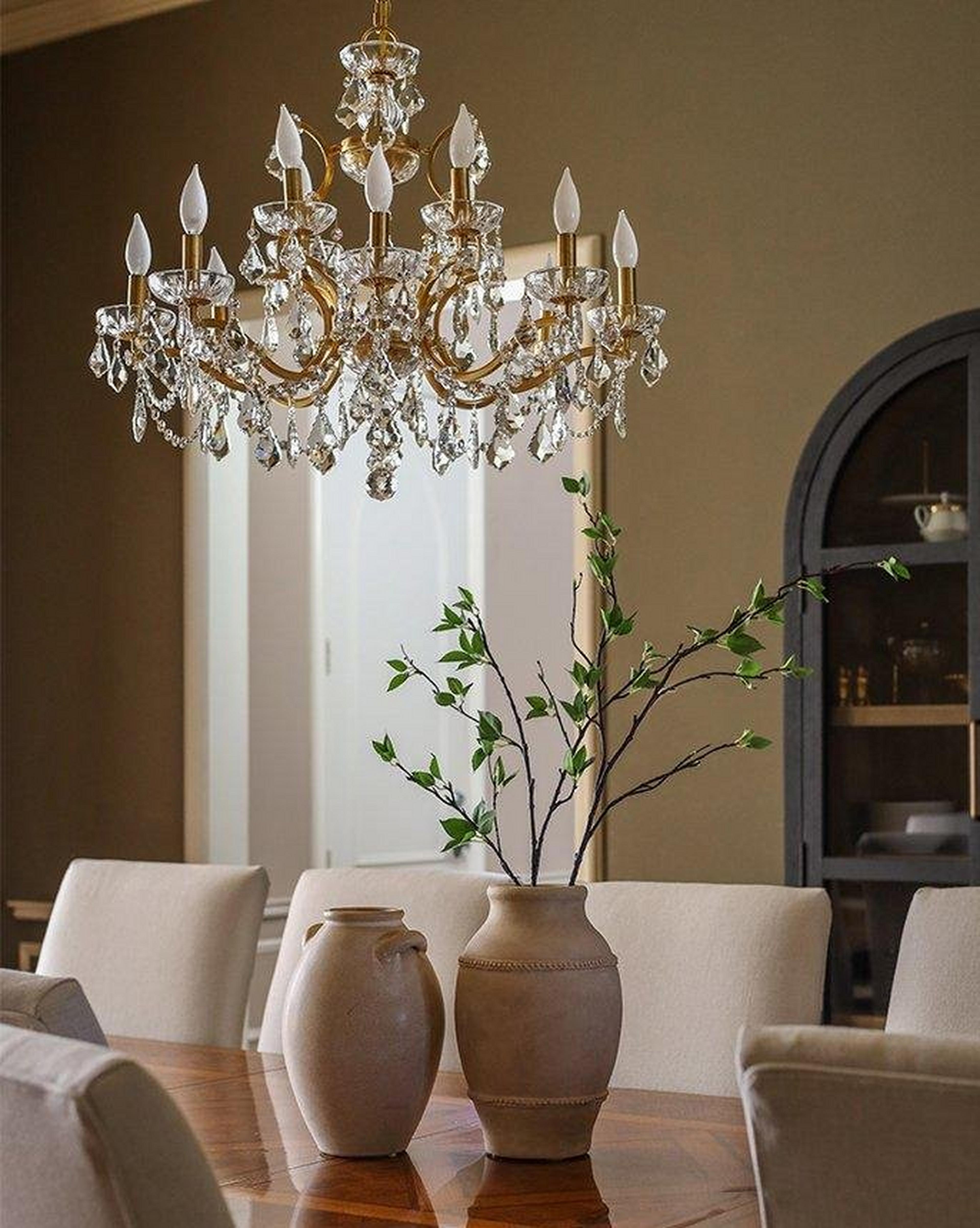 Gold Leaf and Crystal Chandelier