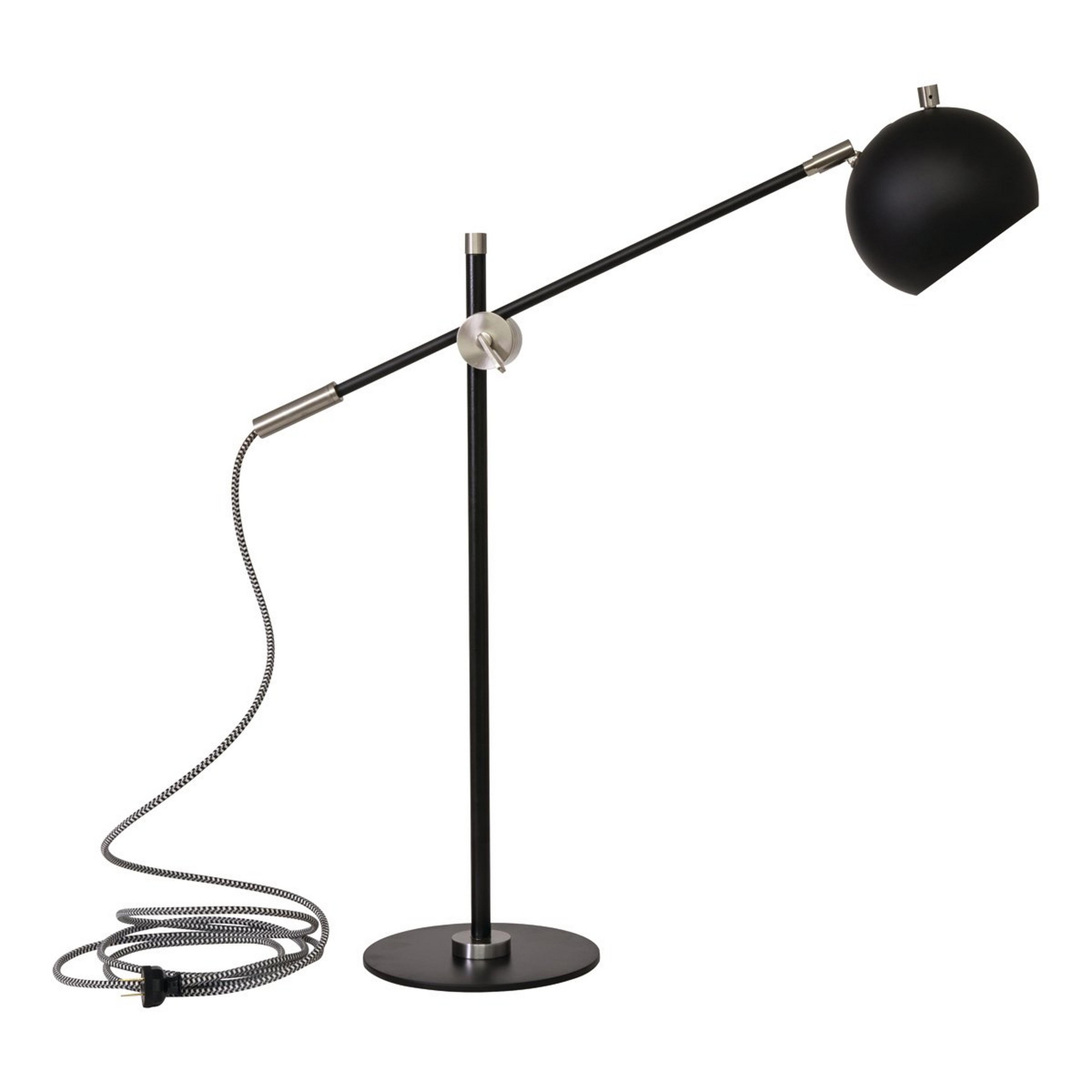 A Cinema Desk Lamp with Black and Satin Nickel color