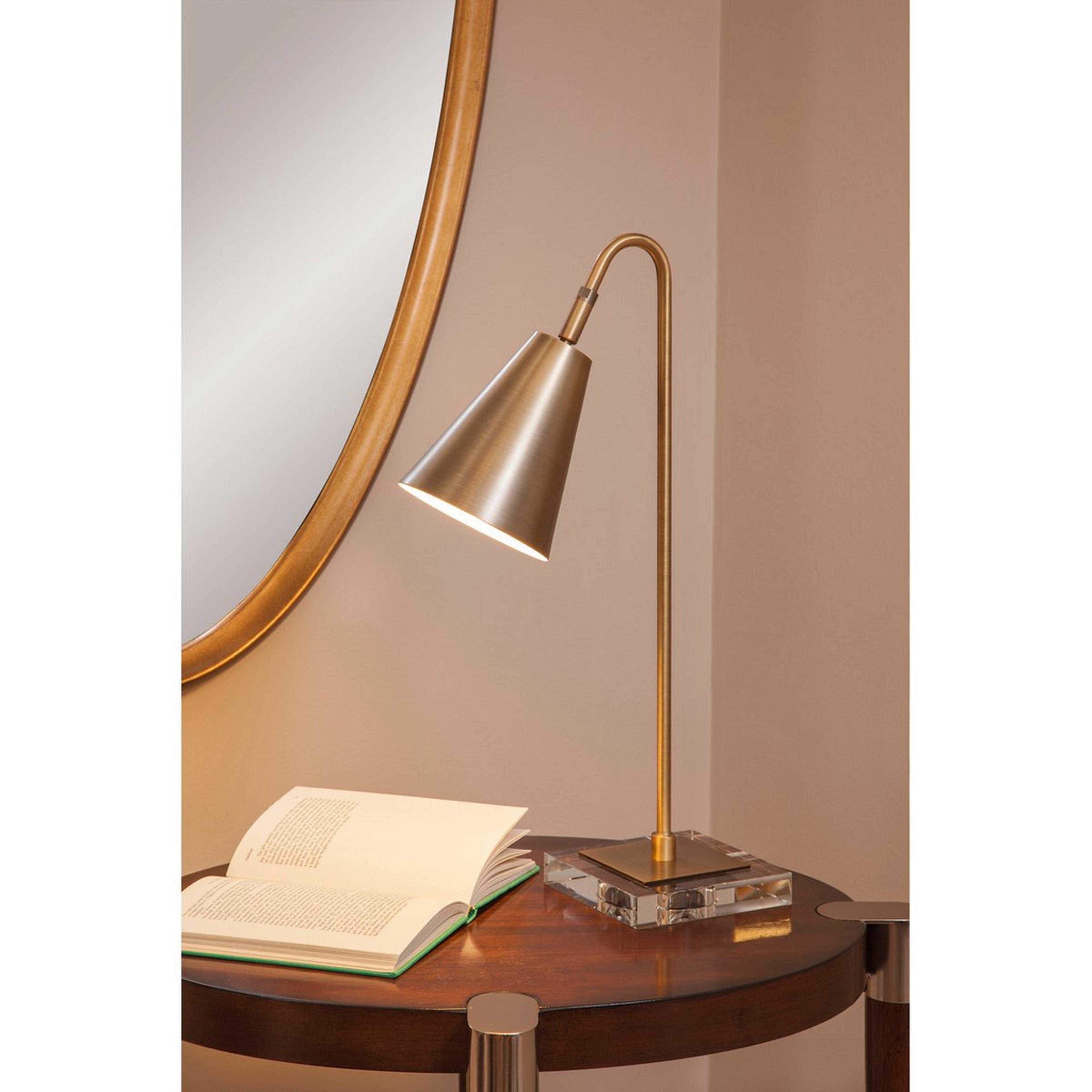 A Astute Desk Lamp with Antique Brass and Crystal color