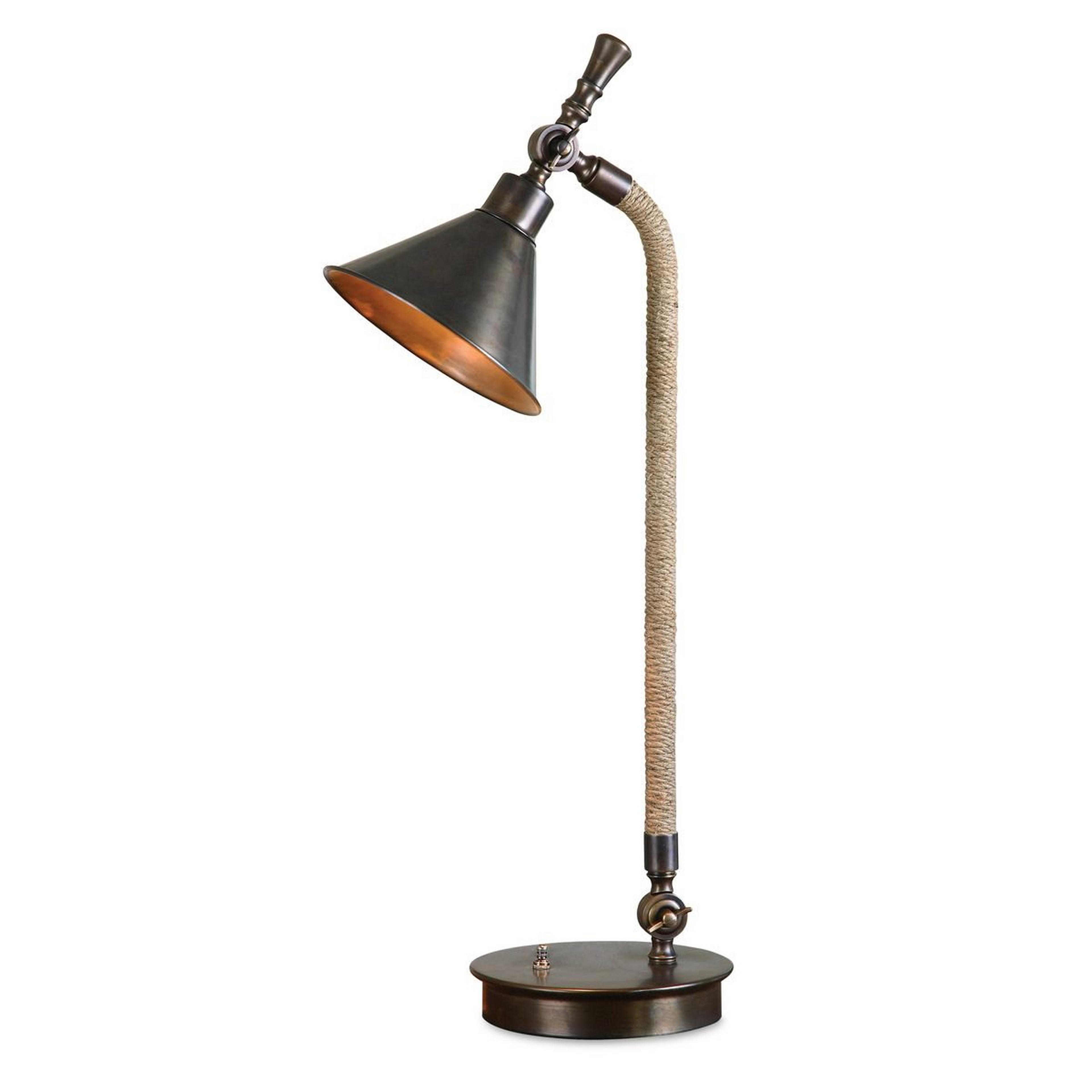 A Foundry Desk Lamp with Bronze / Rattan color