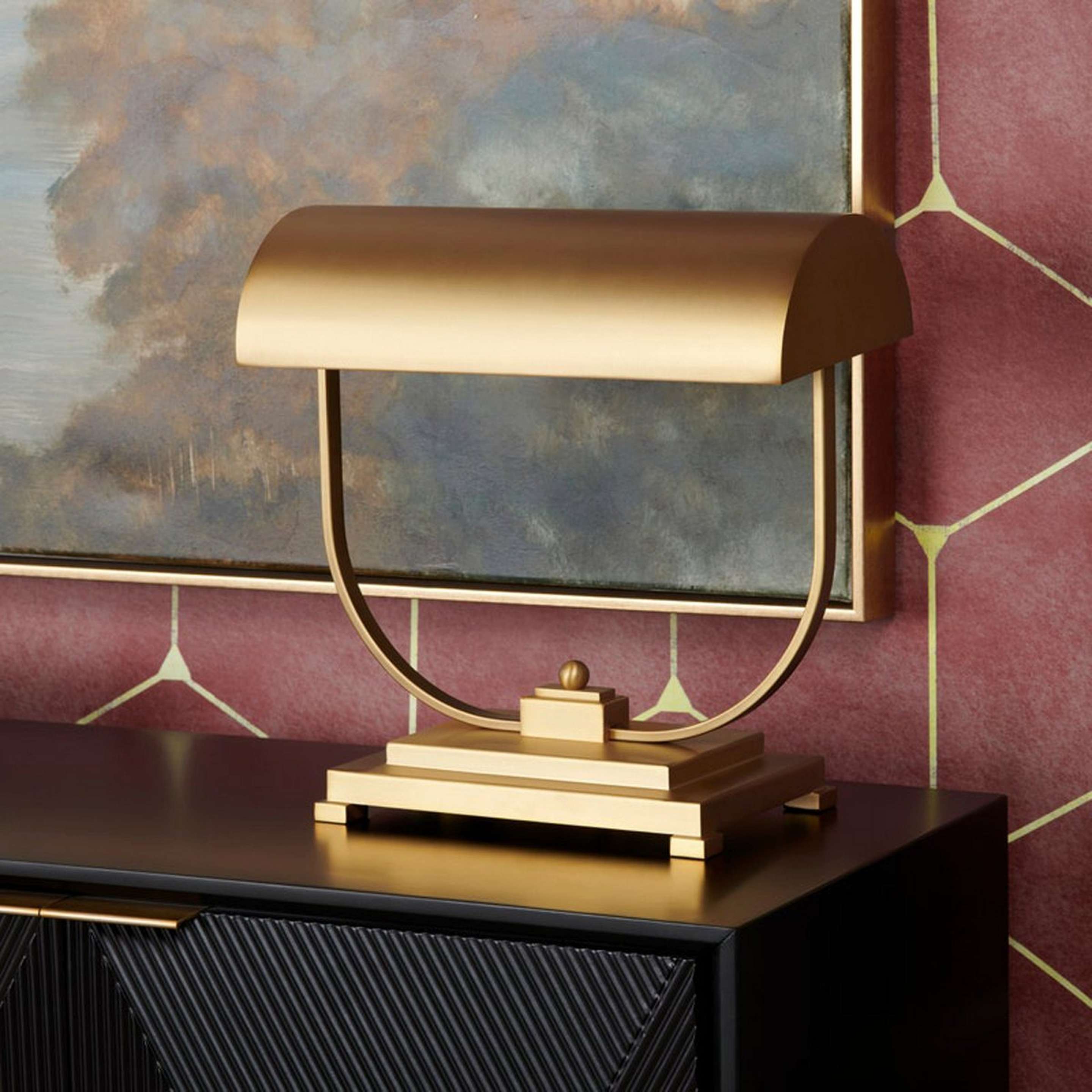 A McKinney Desk Lamp with Burnished Brass color
