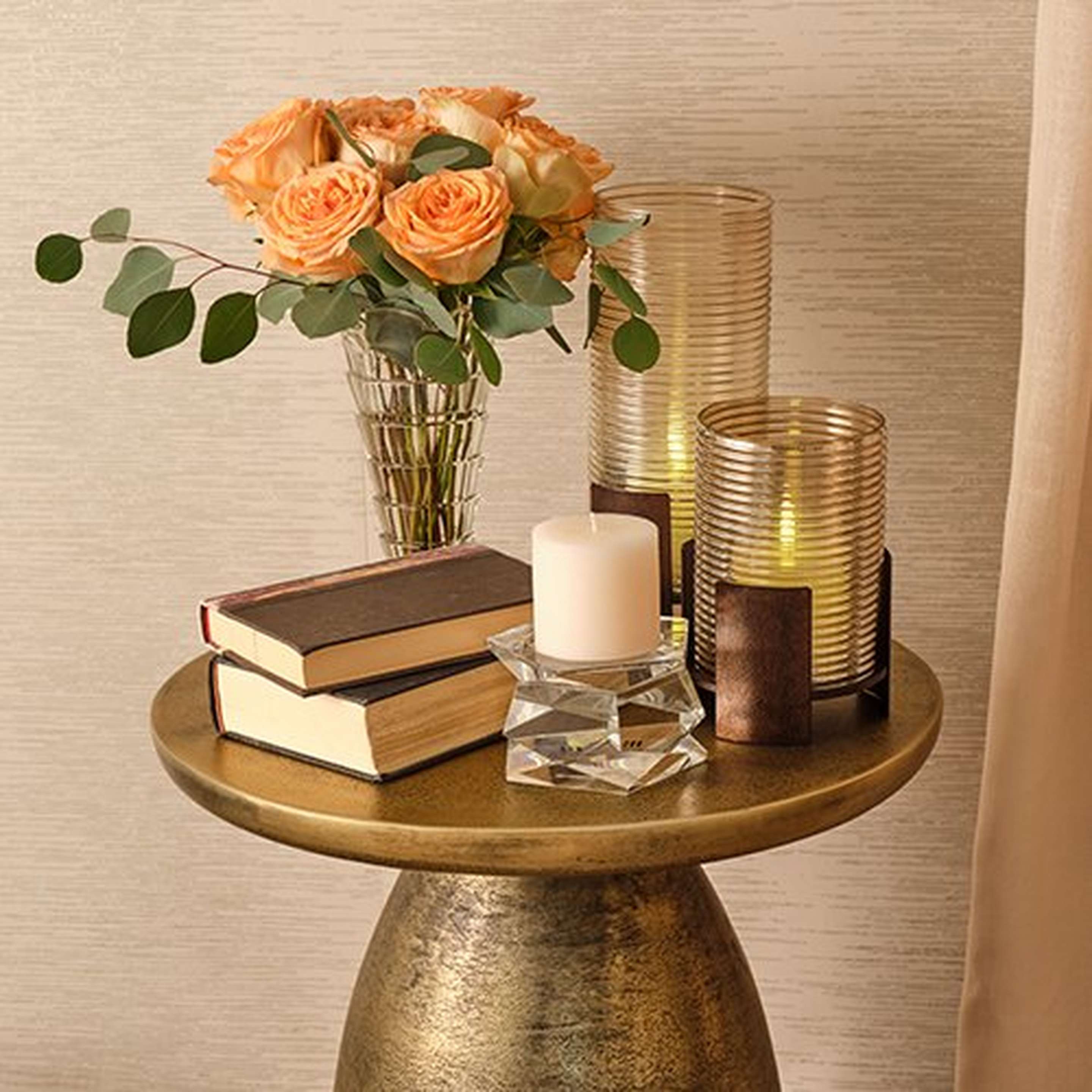 Calais Side Table with flowers and accessories