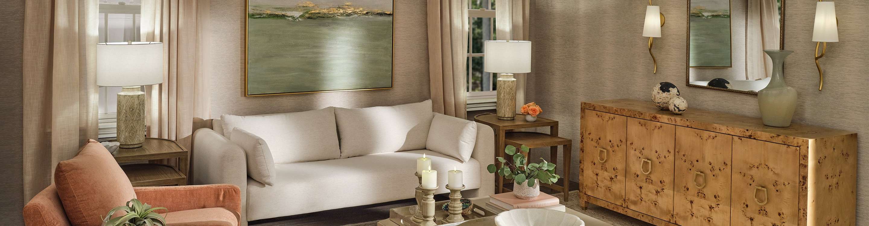 Blushing Botanicals living room
