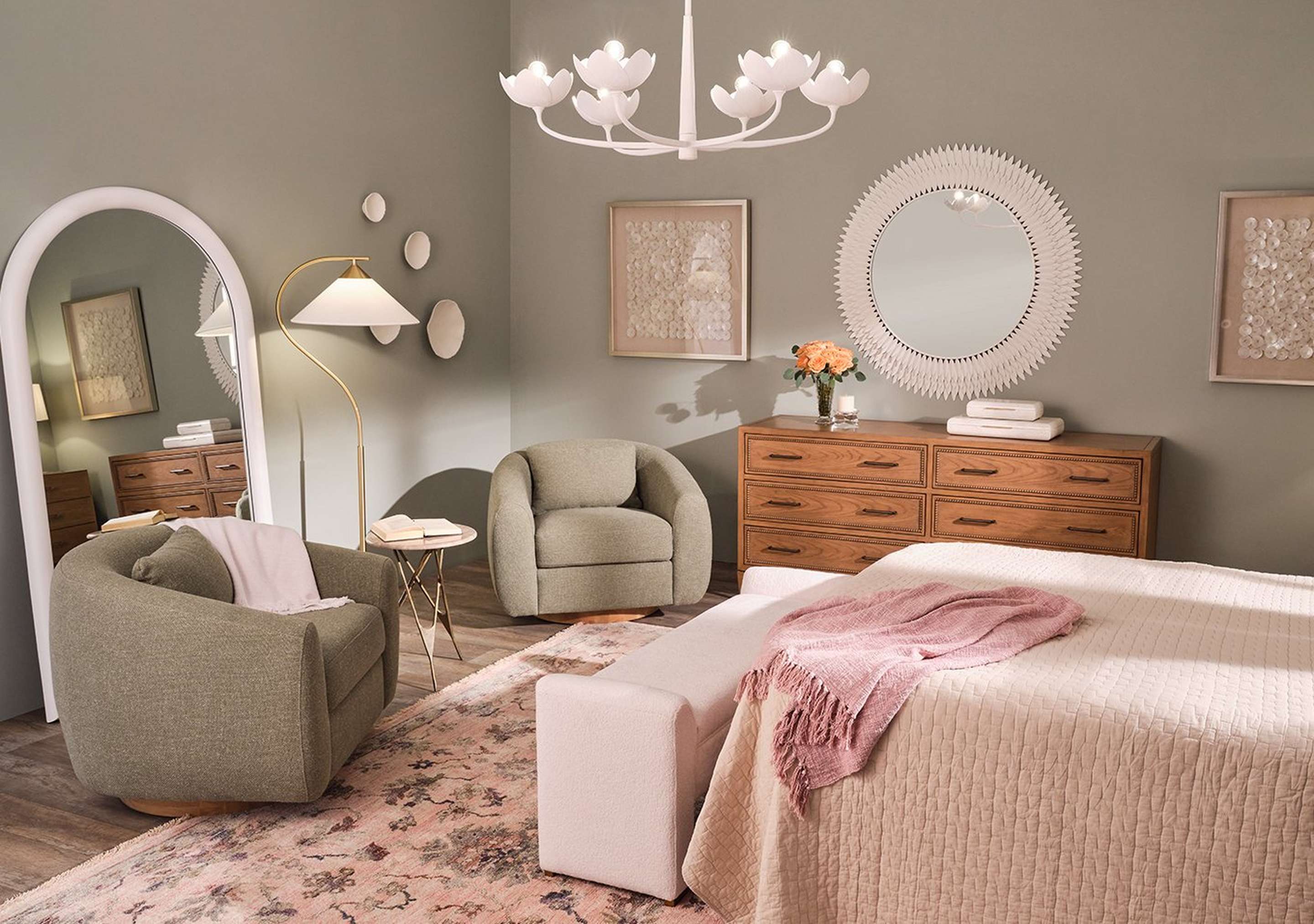 Blushing Botanical living room