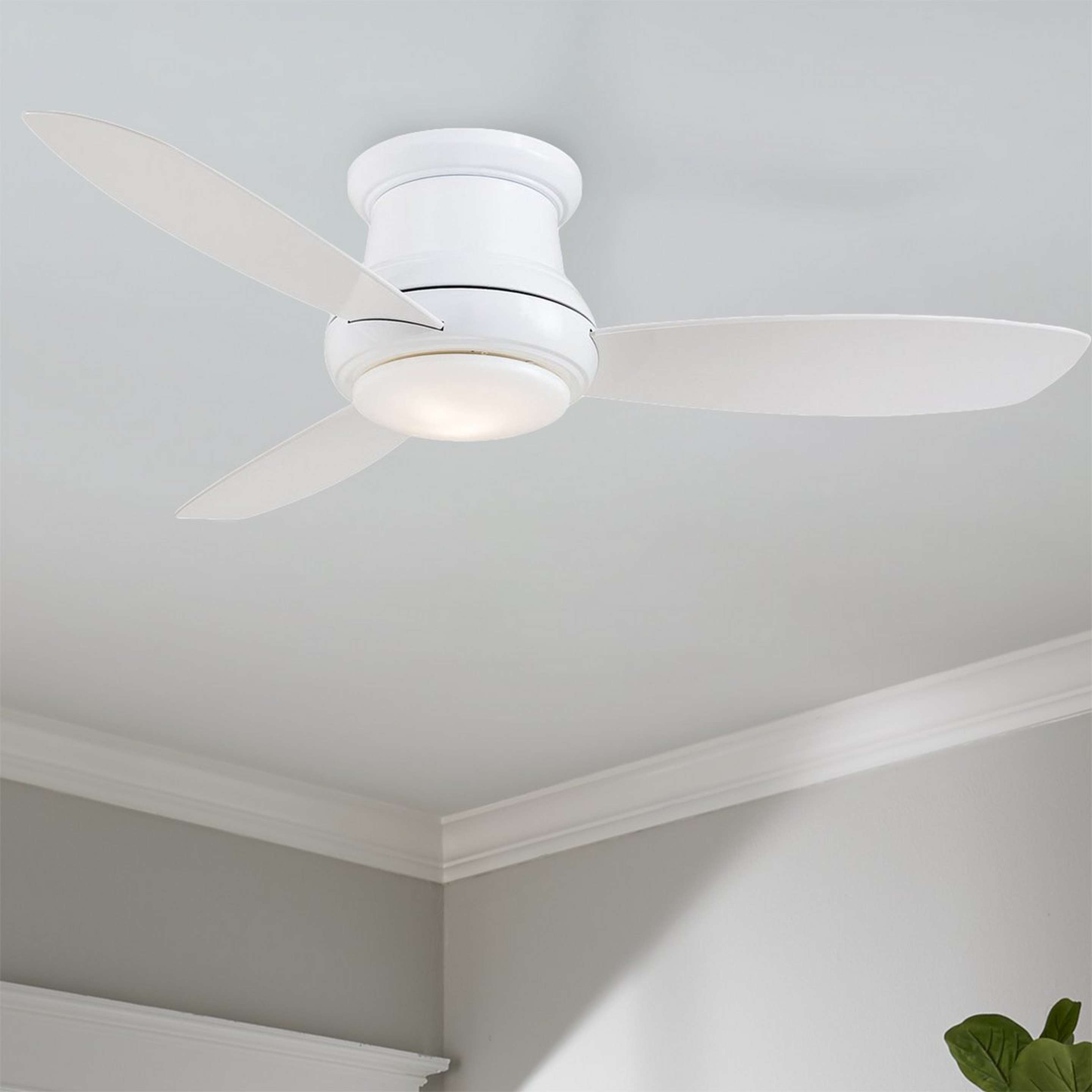A 44" Low Ceiling LED Scoop Fan with White color