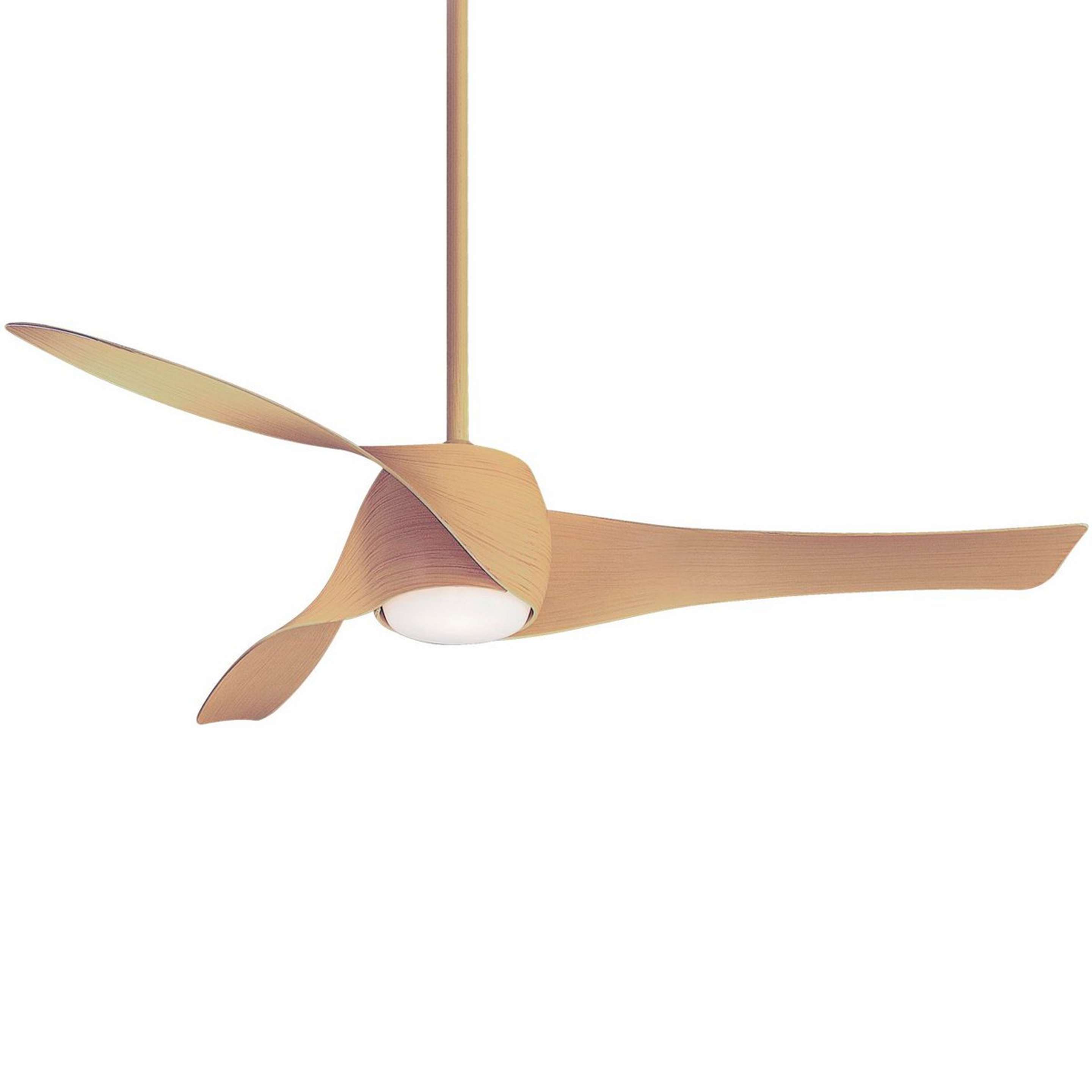 A 58" Contemporary Twisted Blade LED Ceiling Fan with Maple color