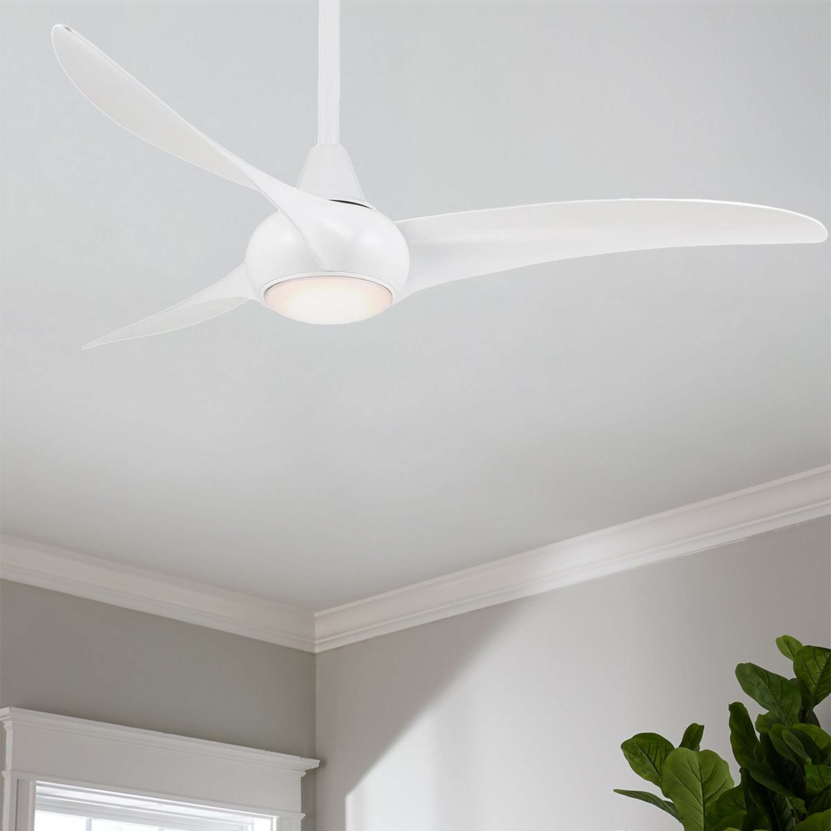 A 52" Modern Twisted Blade LED Ceiling Fan with White color