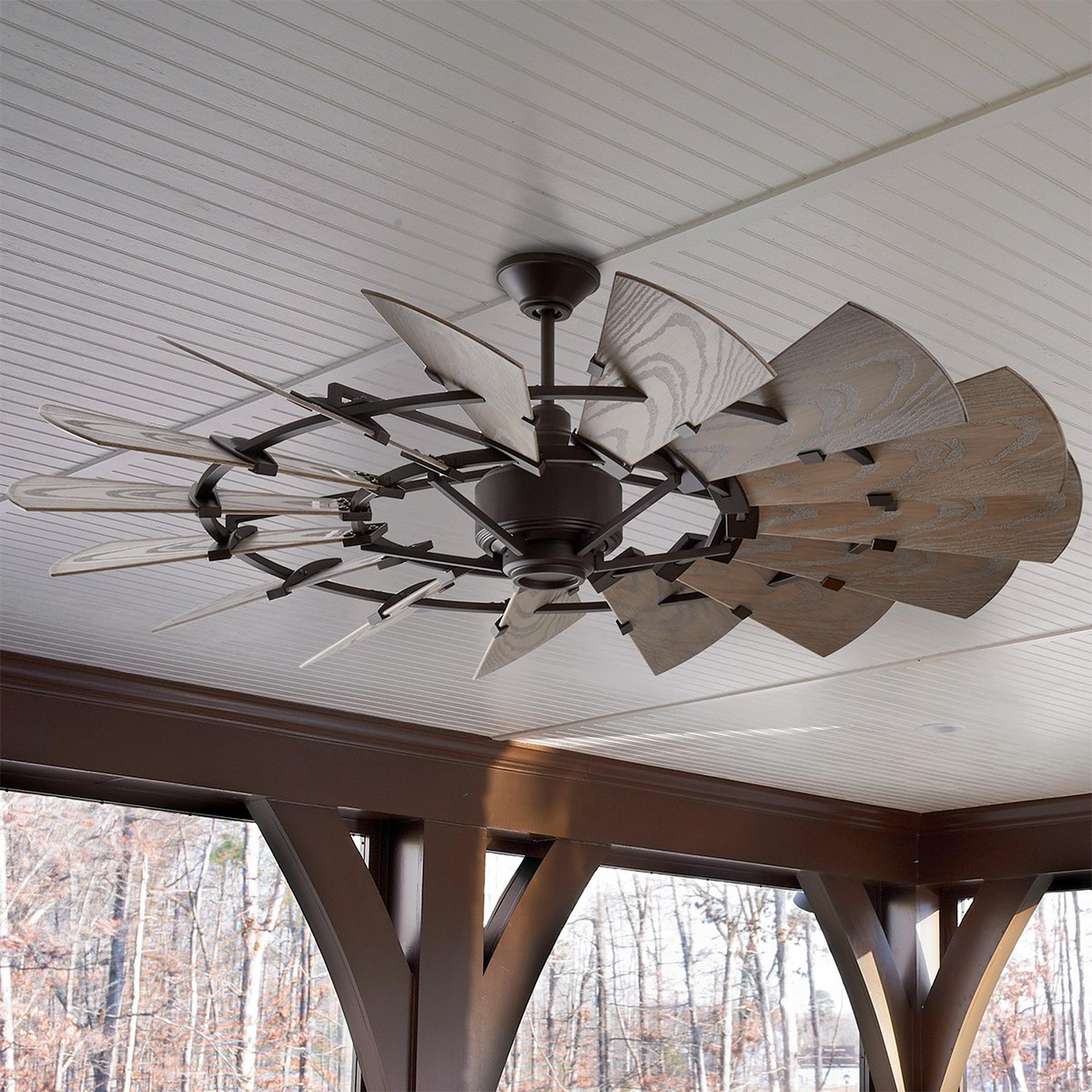 60" Outdoor Rustic Windmill Ceiling Fan