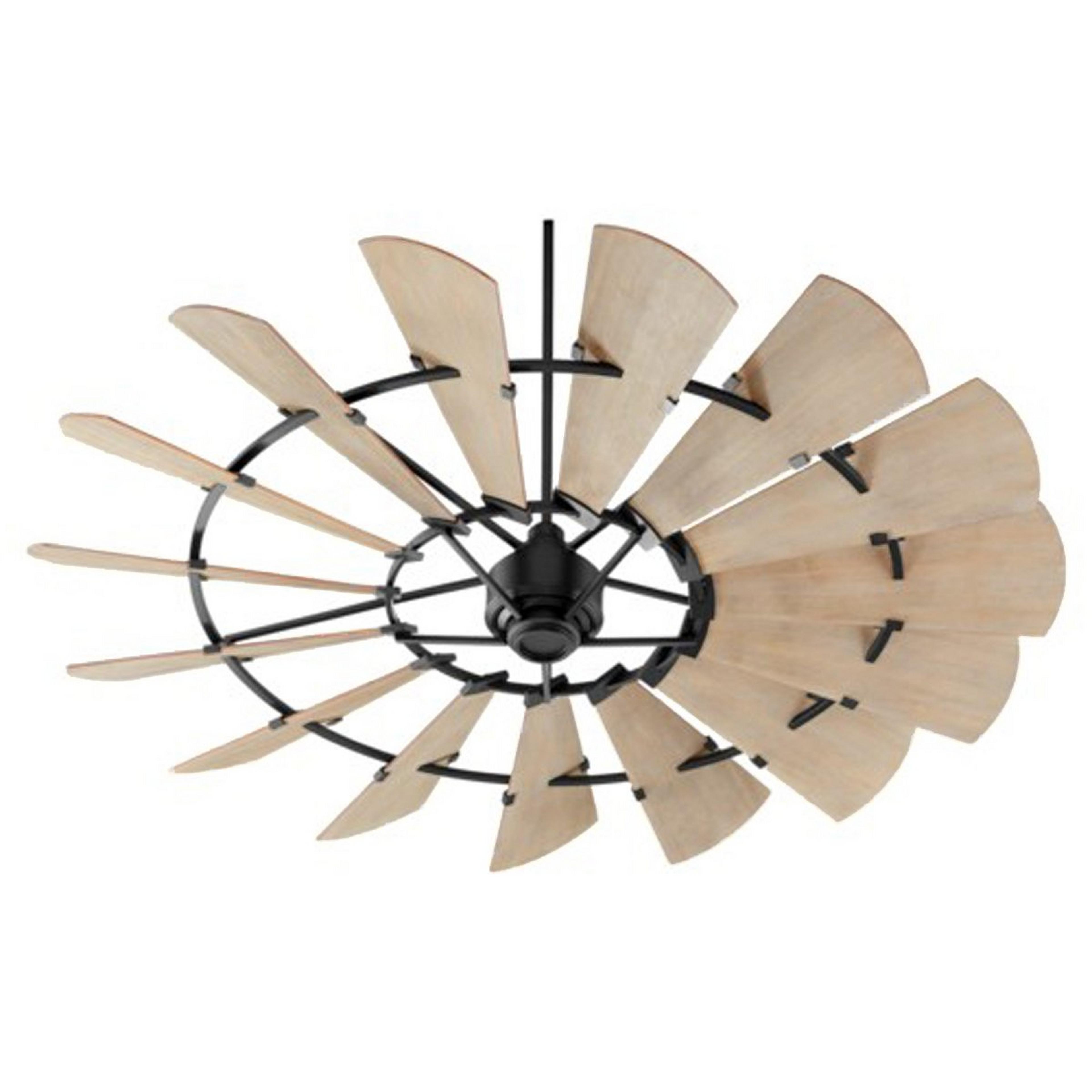 A 72" Rustic Windmill Ceiling Fan with Black / Weathered Oak color