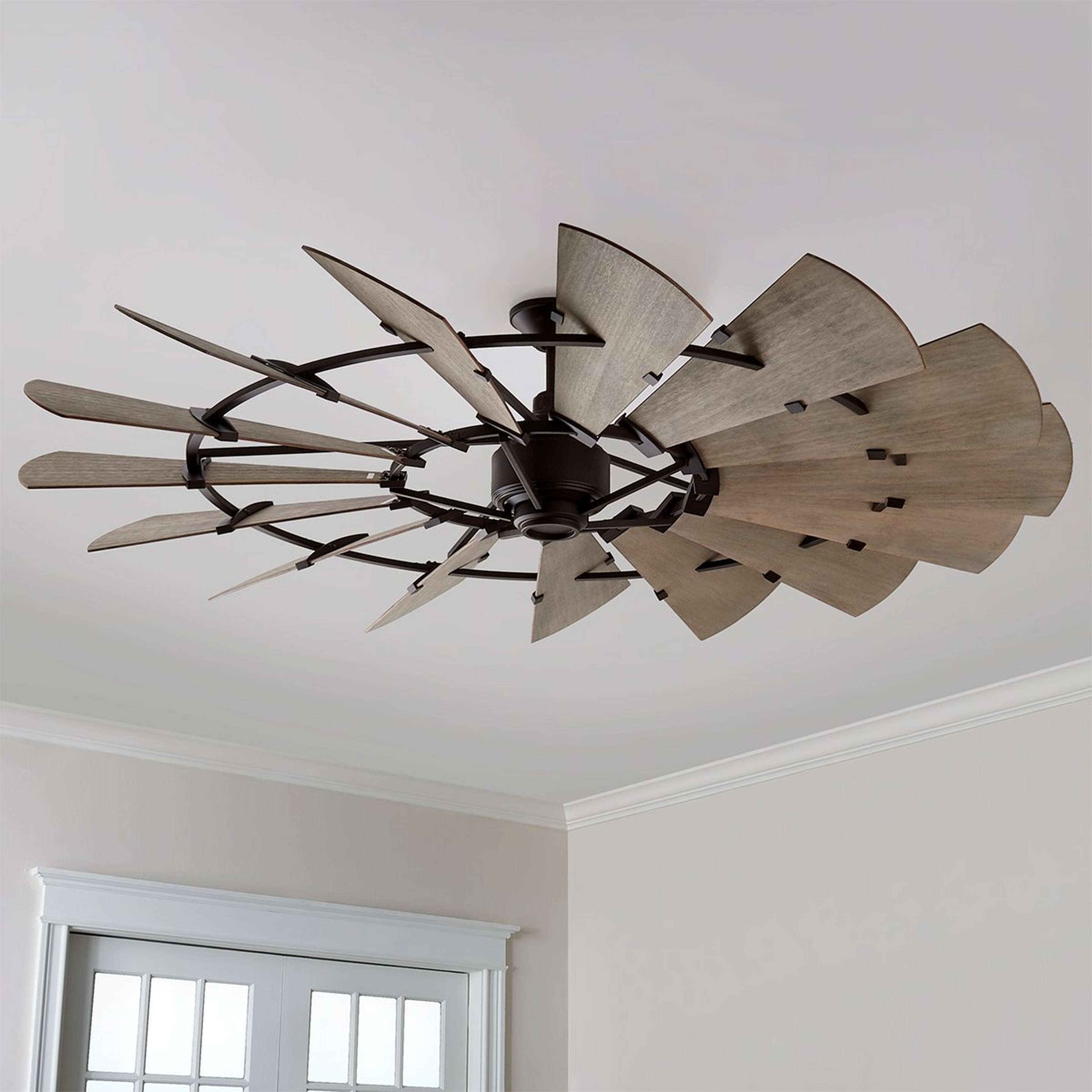 A 72" Rustic Windmill Ceiling Fan with Oiled Bronze / Weathered Oak color