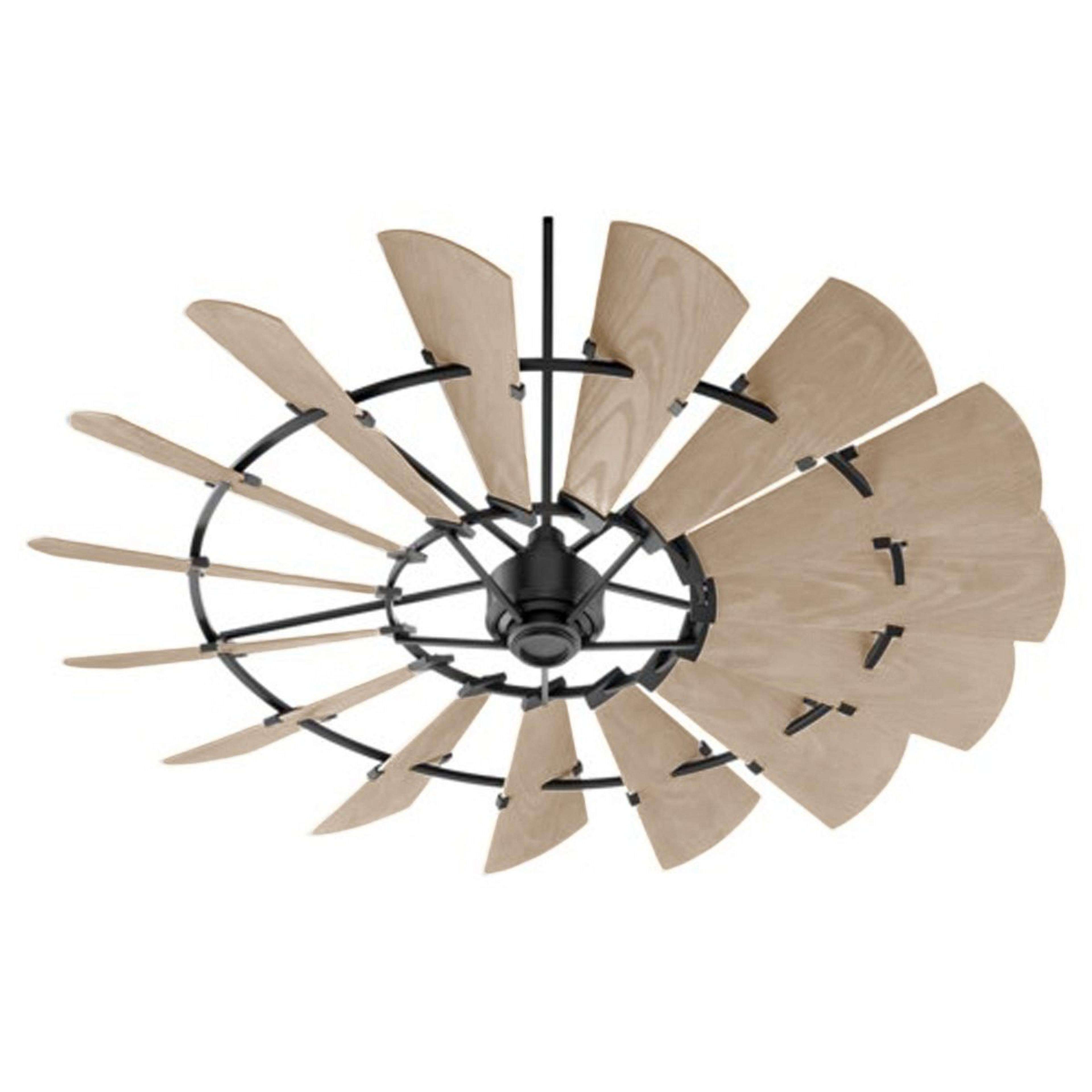 A 72" Outdoor Rustic Windmill Ceiling Fan with Black / Weathered Oak color